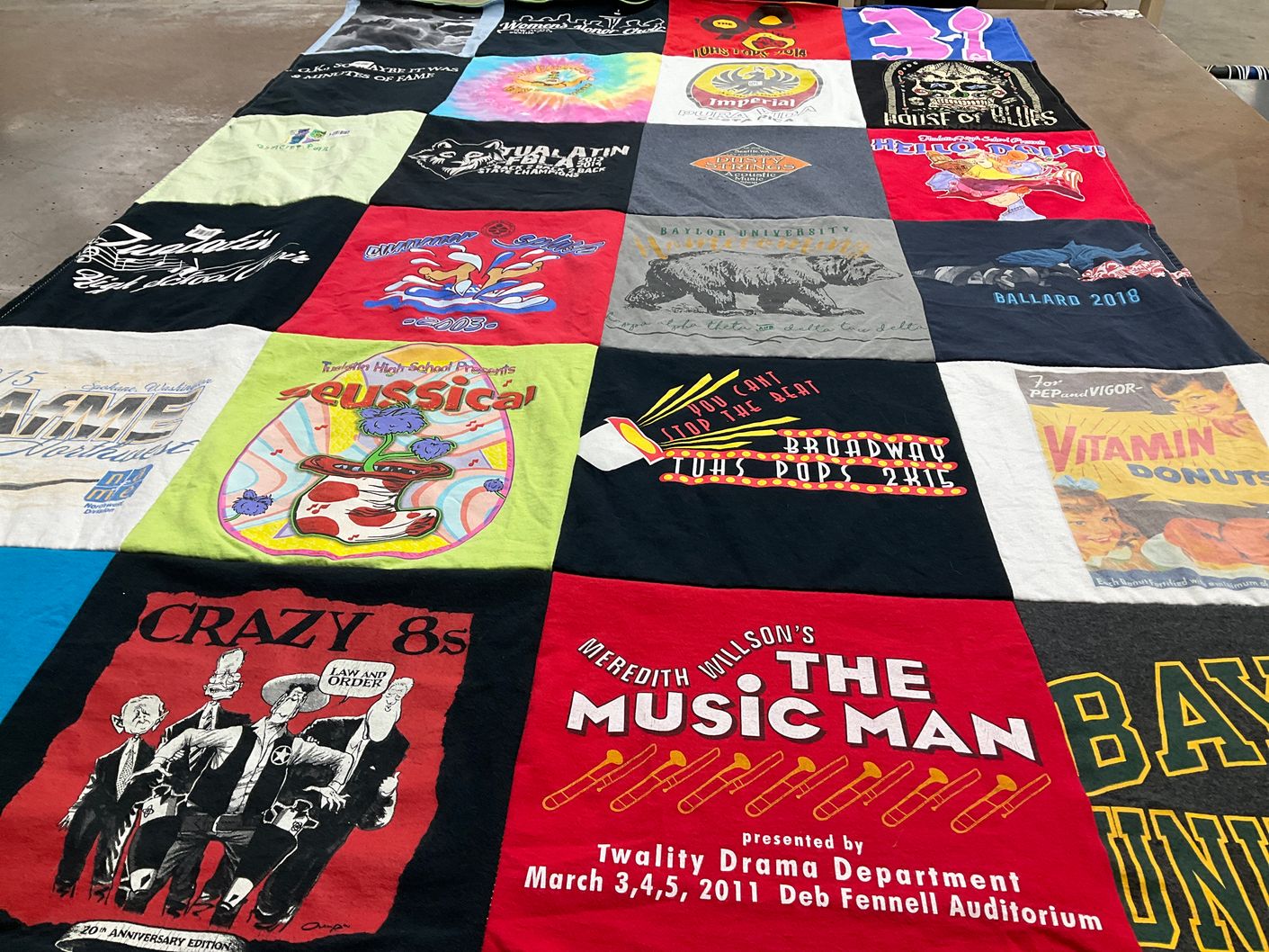 T-shirt quilt from tualatin high school, baylor university by Haley from OR