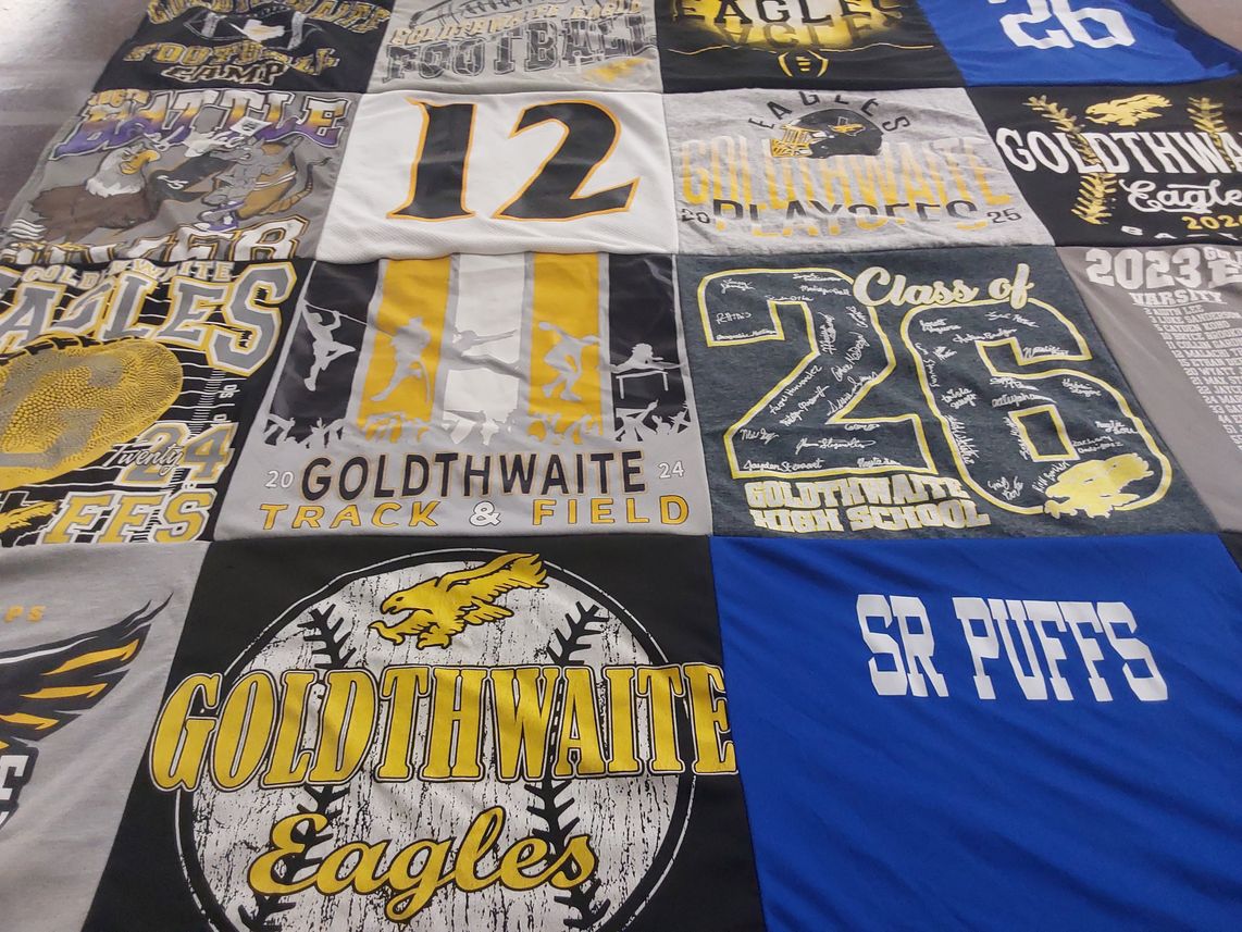 T-shirt quilt featuring goldthwaite eagles by Heather from TX