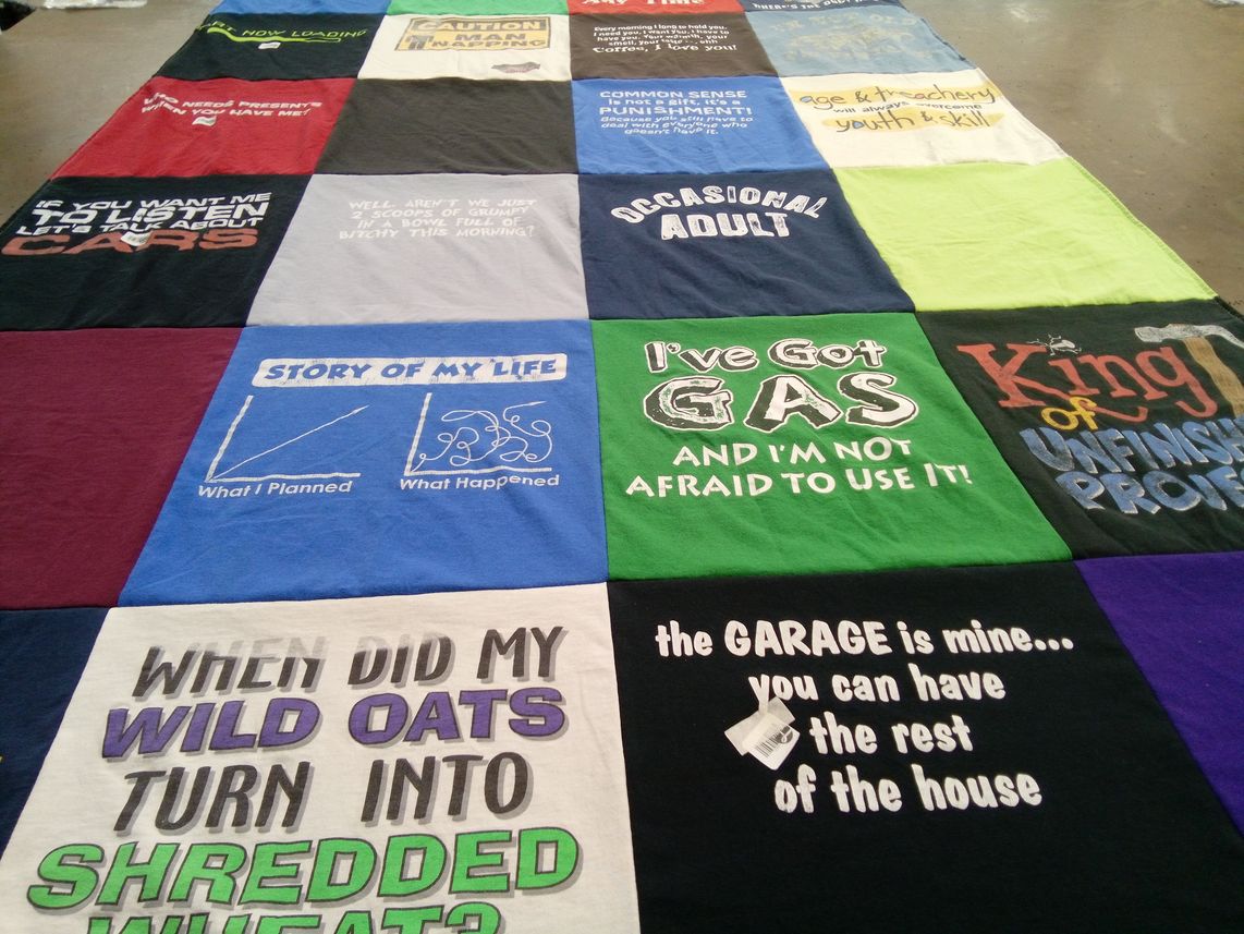 T-shirt quilt with humor, quotes themes by Valery from IL