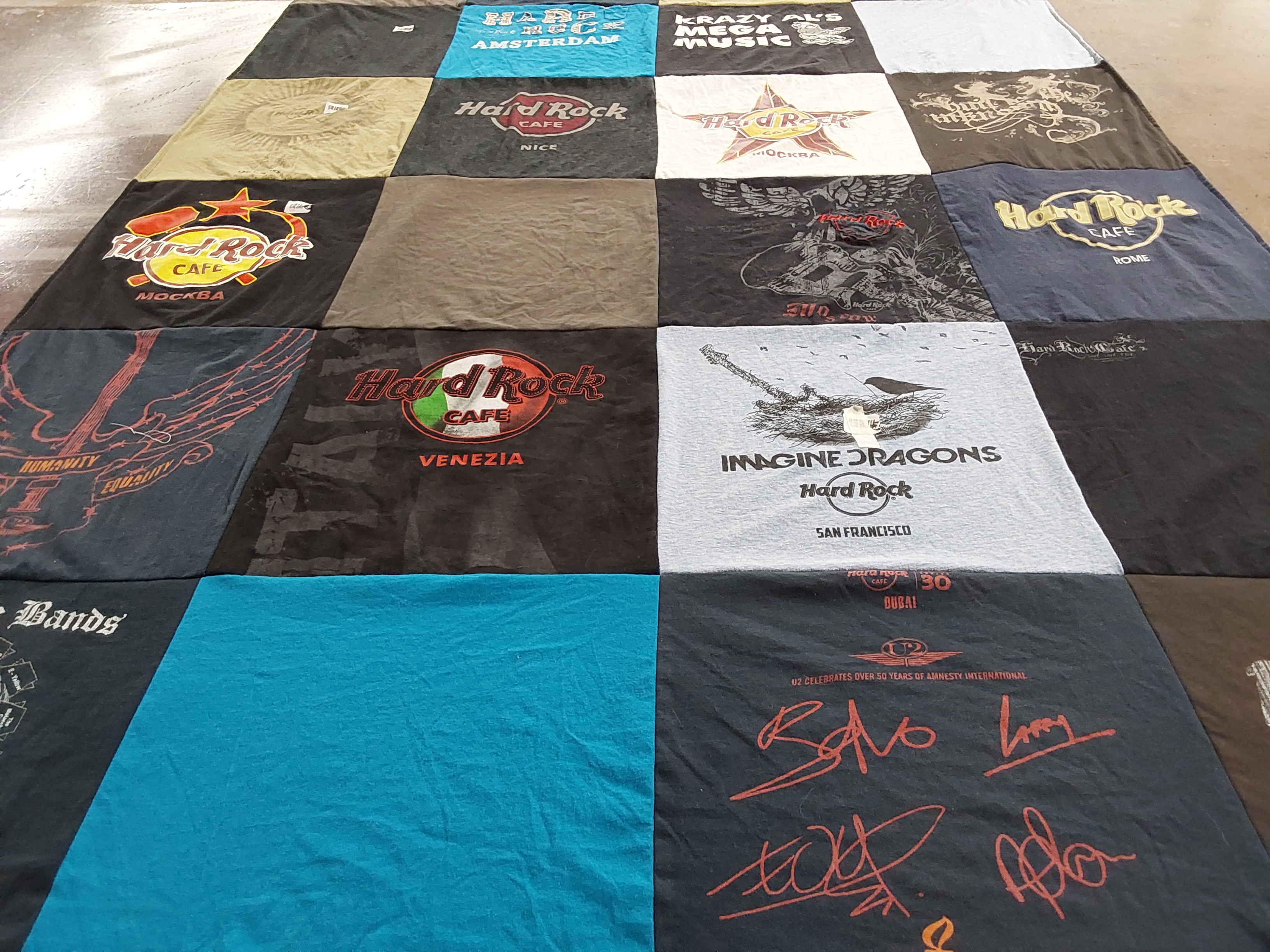 T-shirt quilt with music, live events themes by Evgeniya from CA