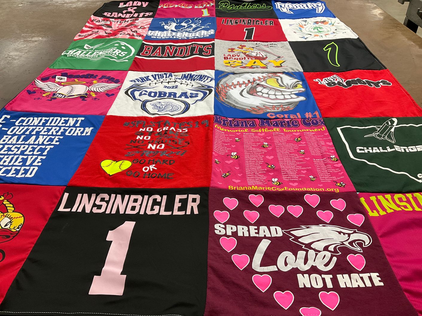 T-shirt quilt featuring bandits, cobras by Jennifer from FL