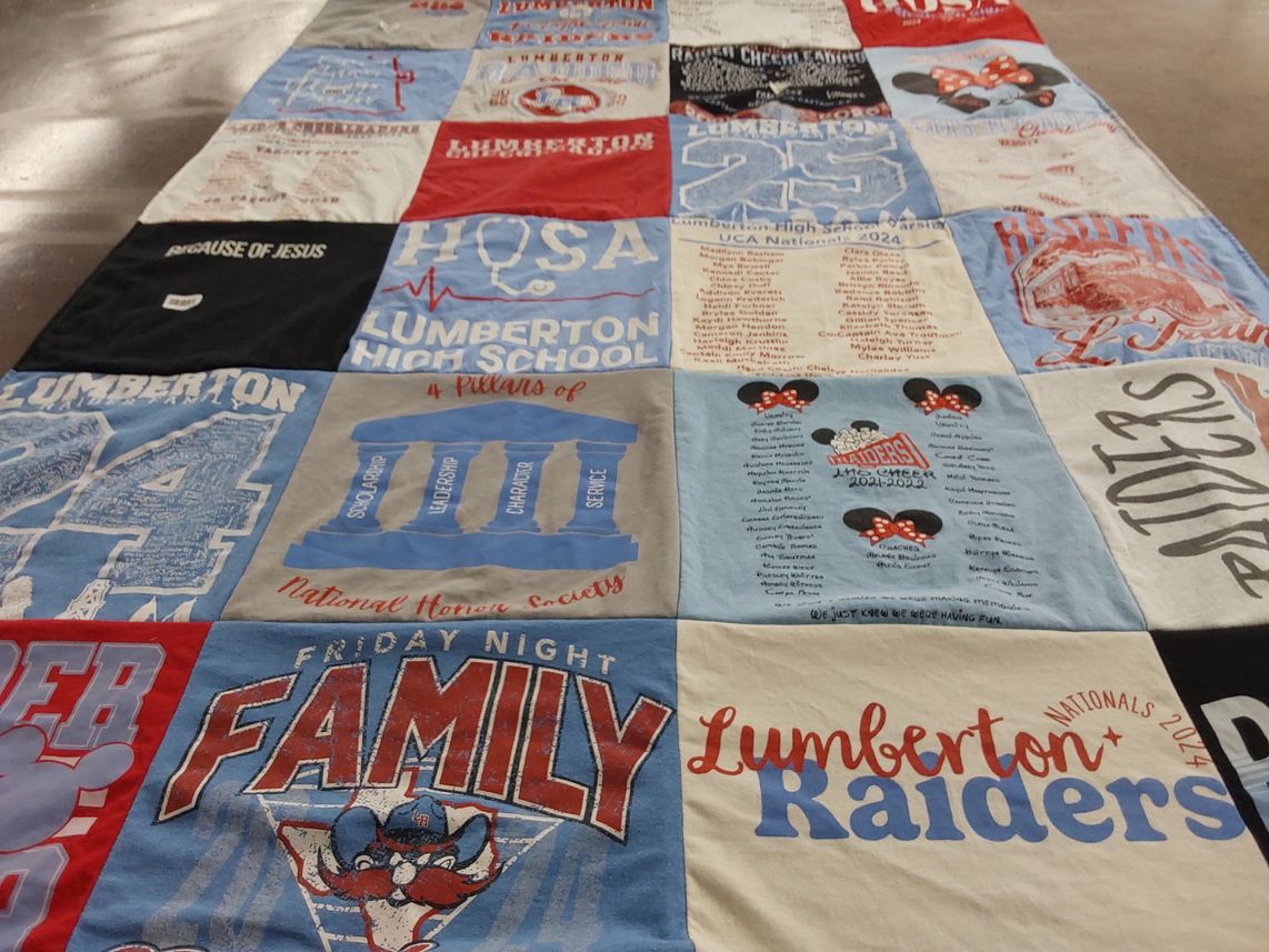T-shirt quilt featuring lumberton raiders by Jenifer from TX