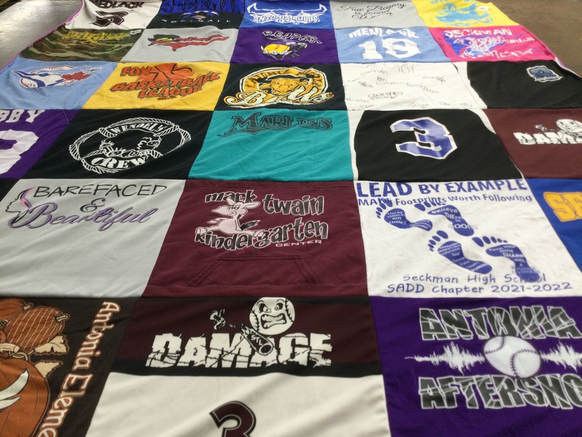 T-shirt quilt from seckman high school by Michael from MO