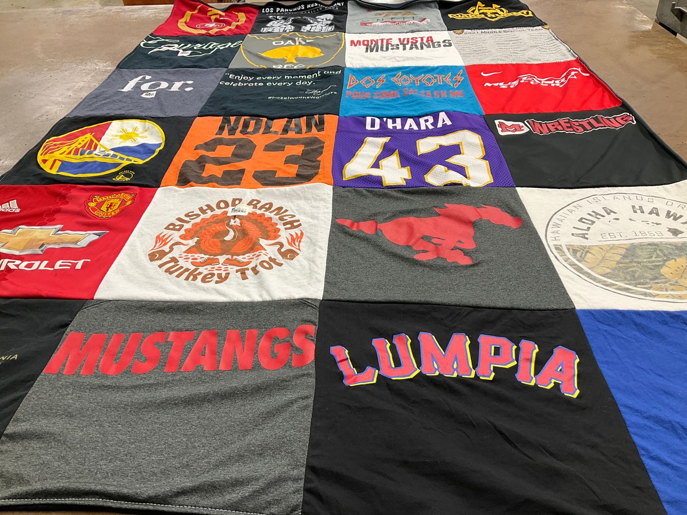T-shirt quilt featuring mustangs by Tina from CA