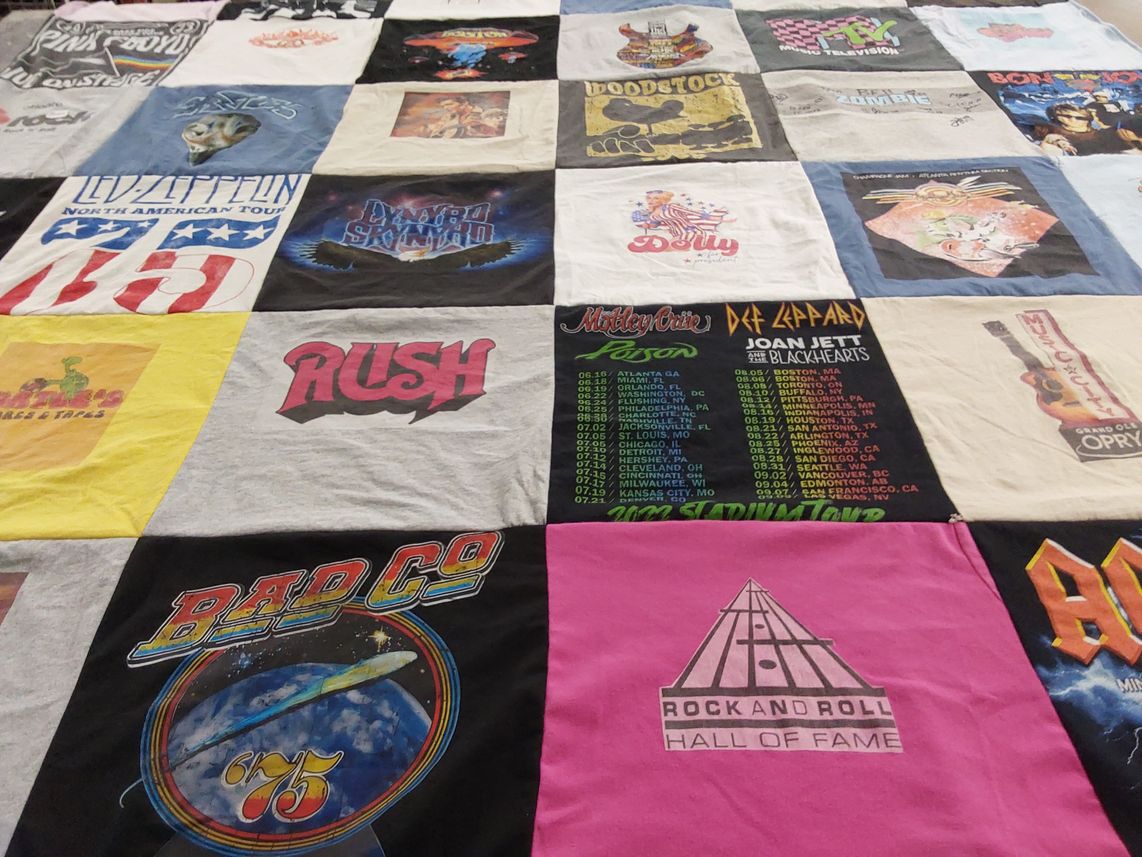 T-shirt quilt with music, concerts themes by Luanne from GA