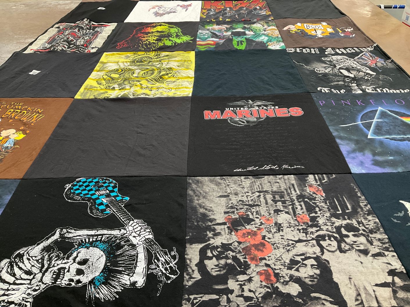 T-shirt quilt with music, art themes by Christy from MS