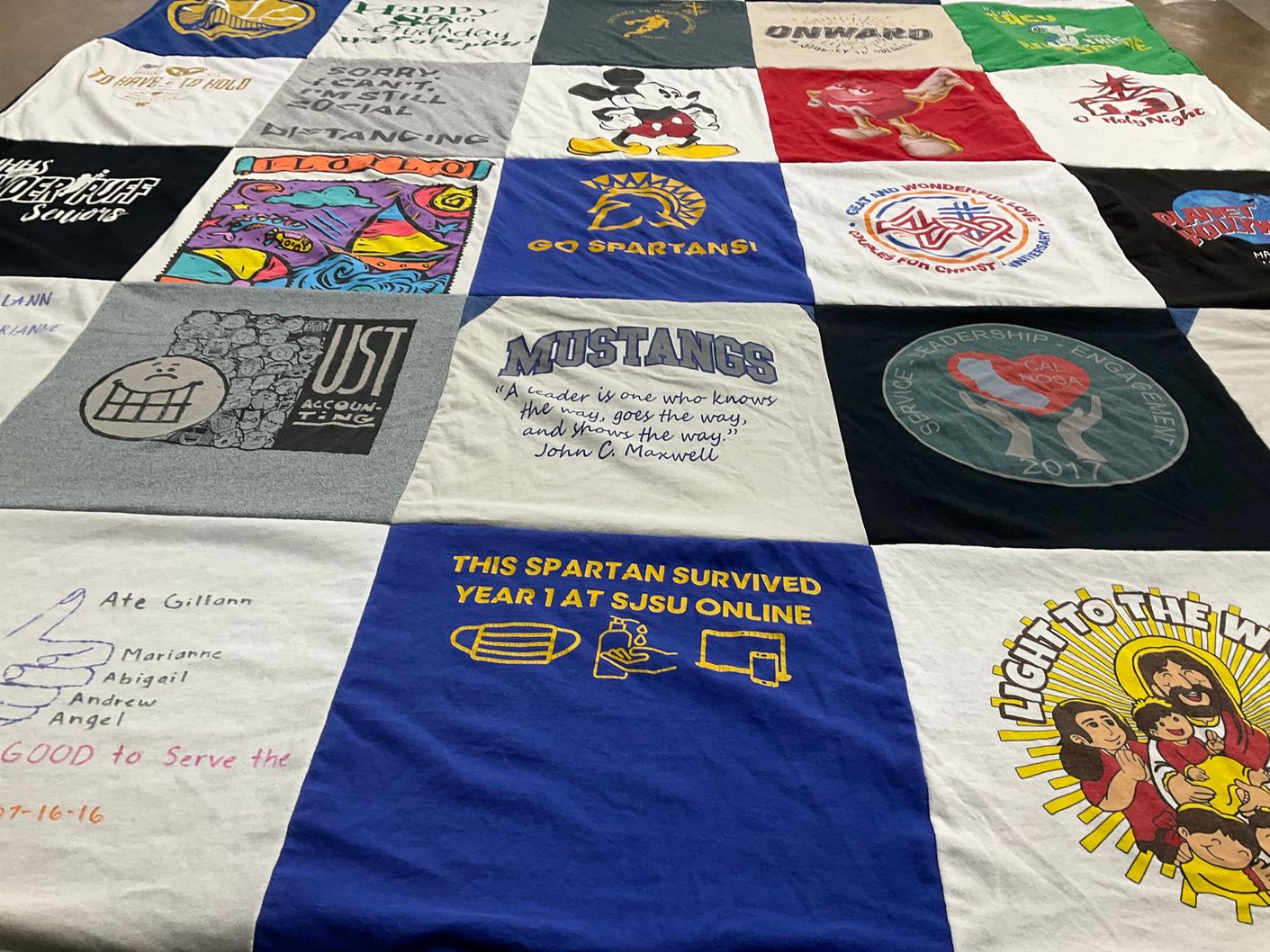 T-shirt quilt from san jose state university by Anna from CA