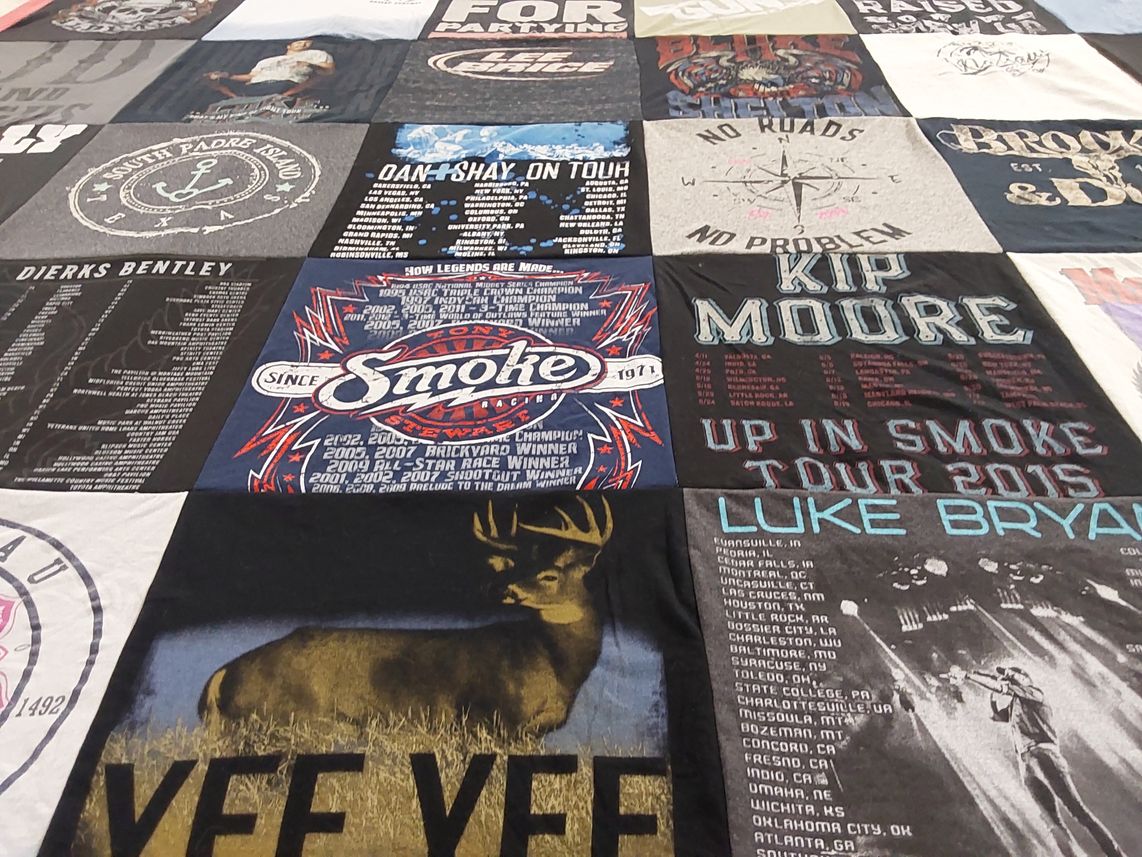 T-shirt quilt with country music, live events themes by Heather from WI