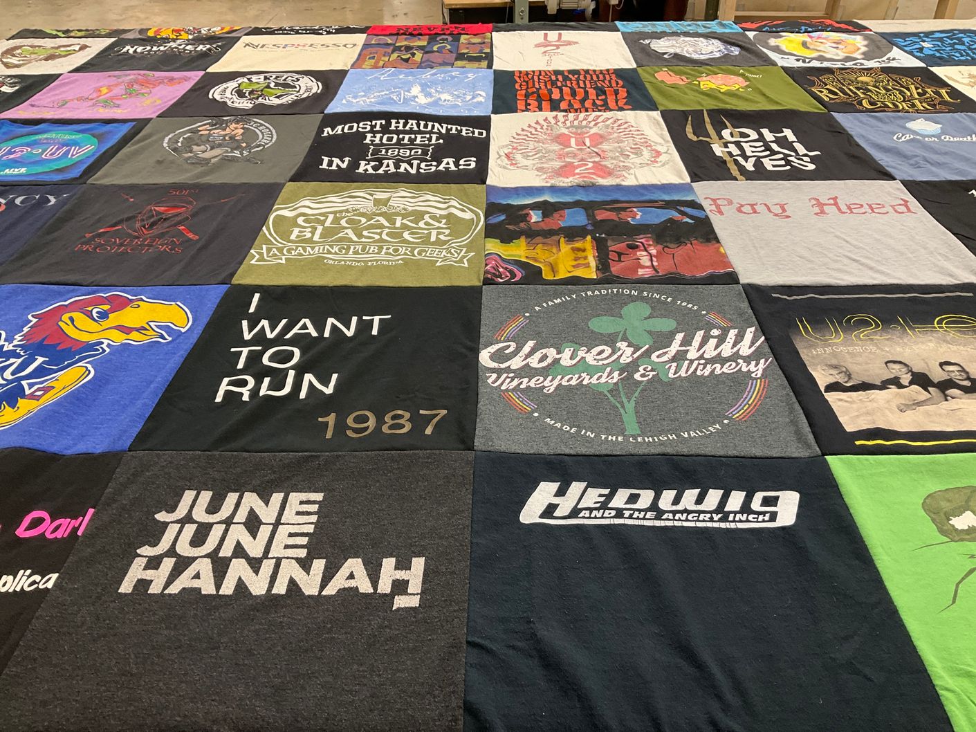 T-shirt quilt featuring university of kansas jayhawks by Sheila from KS