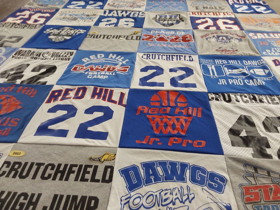 T-shirt quilt featuring red hill dawg football team by Briana from IL