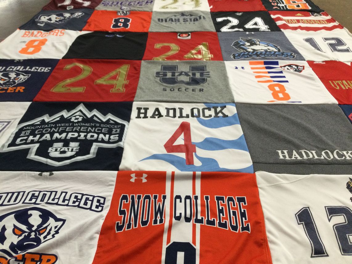 T-shirt quilt from snow college by LeAndrena from UT