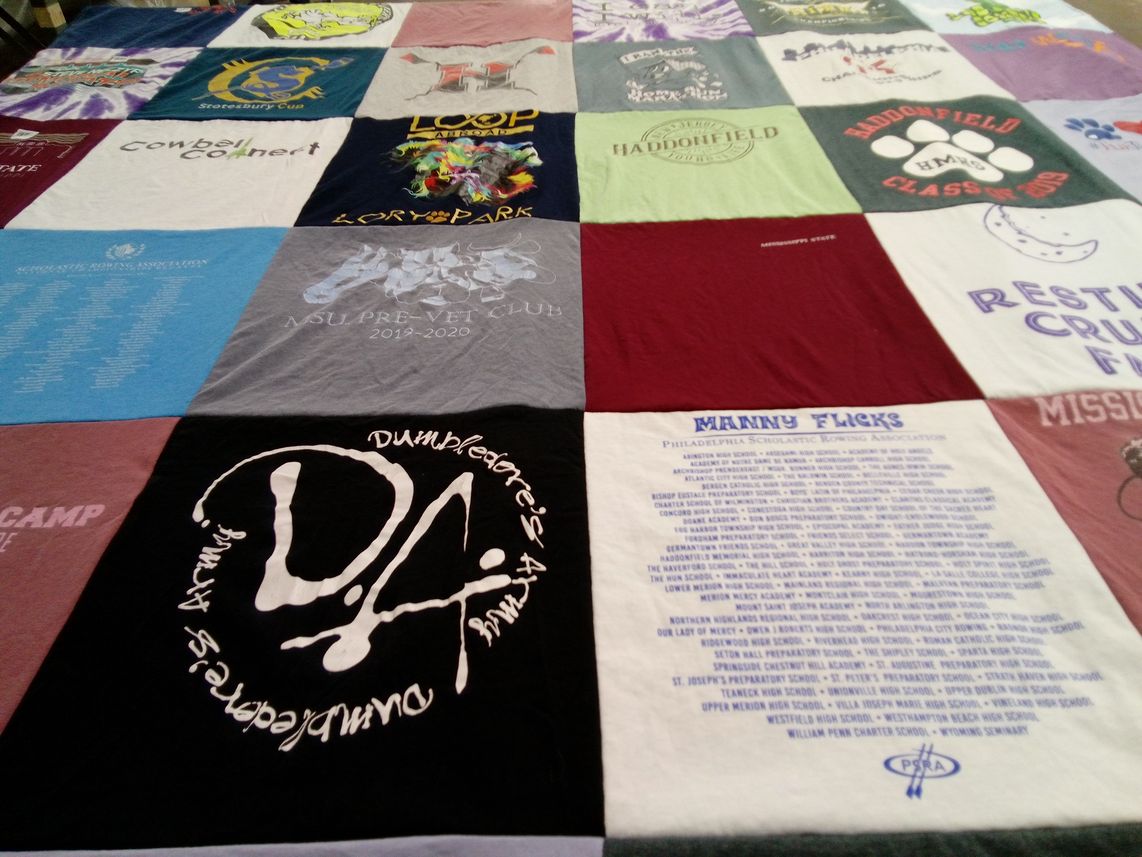 T-shirt quilt from haddonfield high school, new jersey veterinary school by Donna from NJ