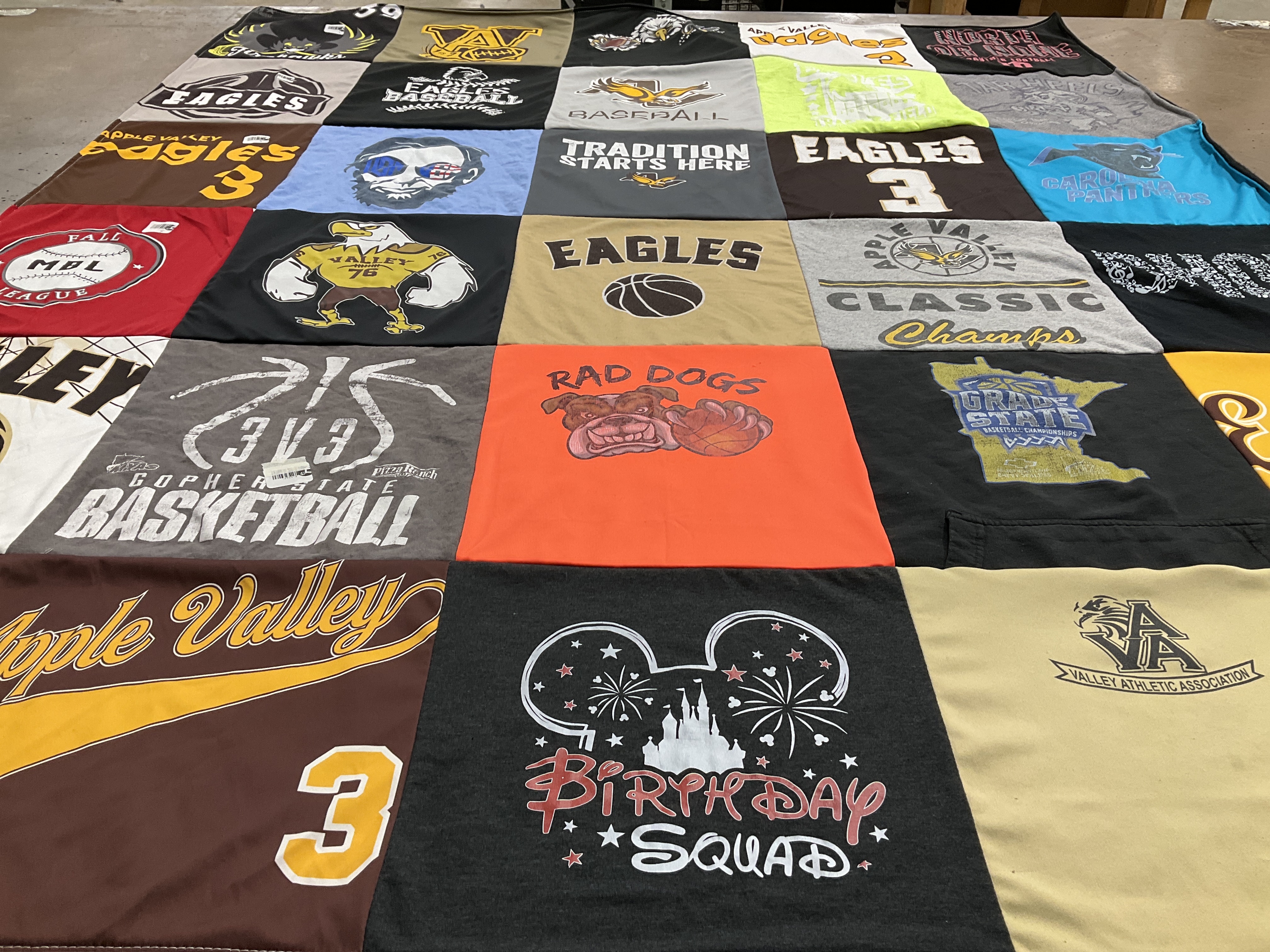 T-shirt quilt featuring apple valley eagles by Anne from MN