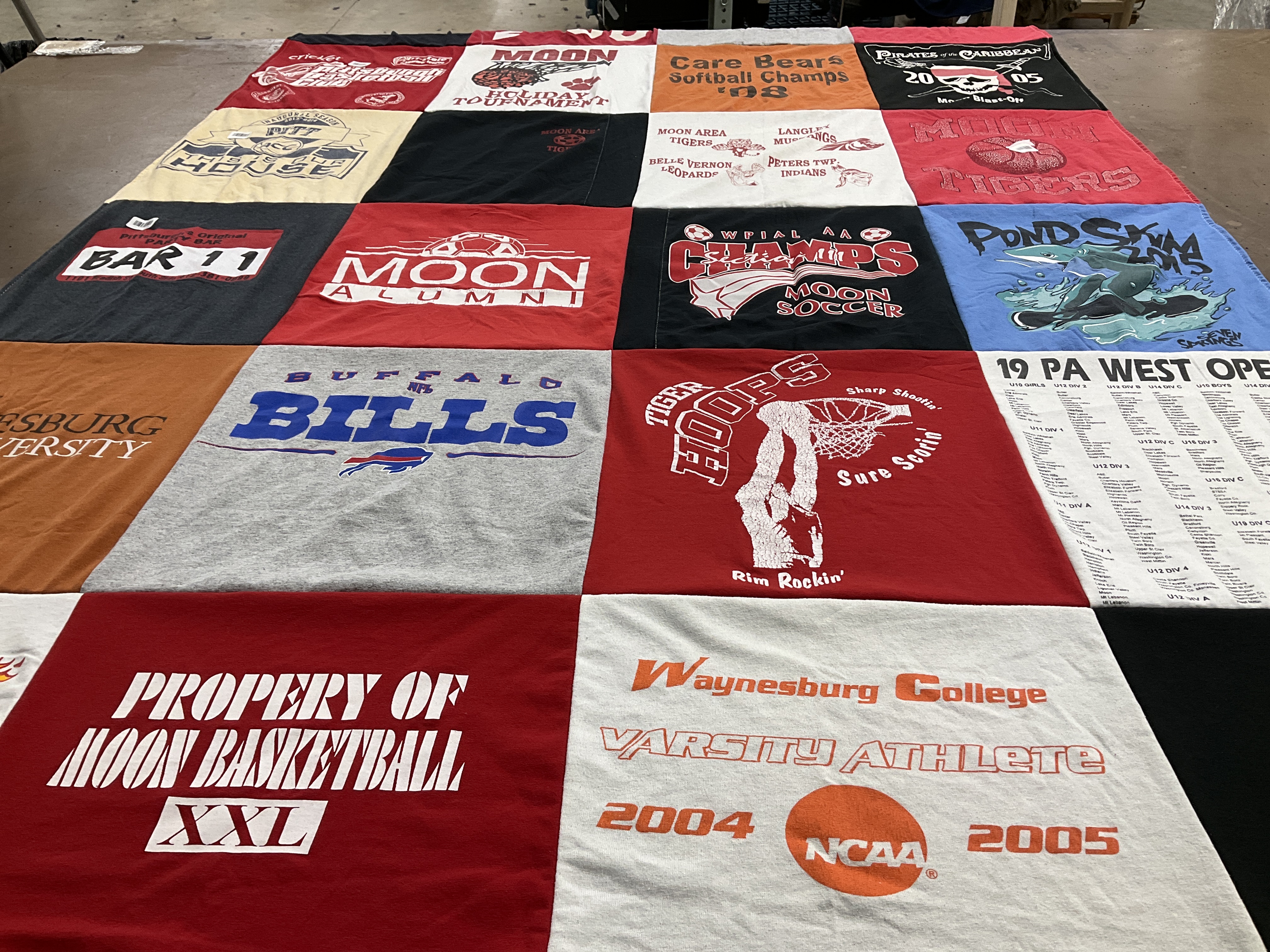T-shirt quilt from waynesburg college by Jeremy from PA