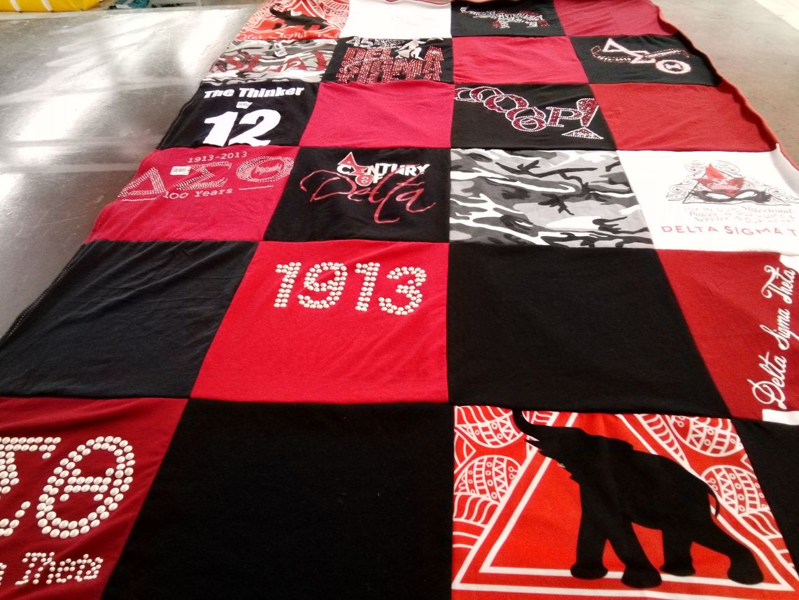T-shirt quilt with sororities, fraternities themes by Jacquelyn from NV