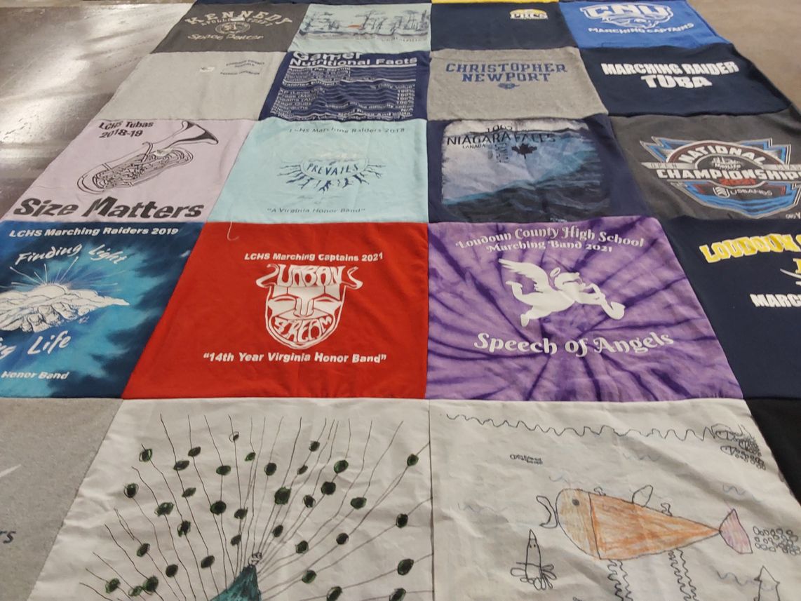 T-shirt quilt from christopher newport university, loudoun county high school by Ilona from VA