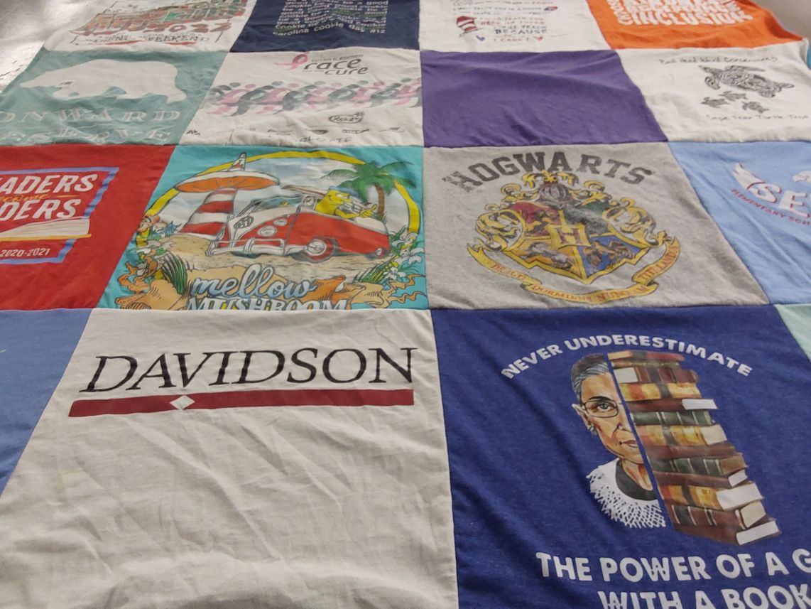 T-shirt quilt from davidson college by Reid from NC