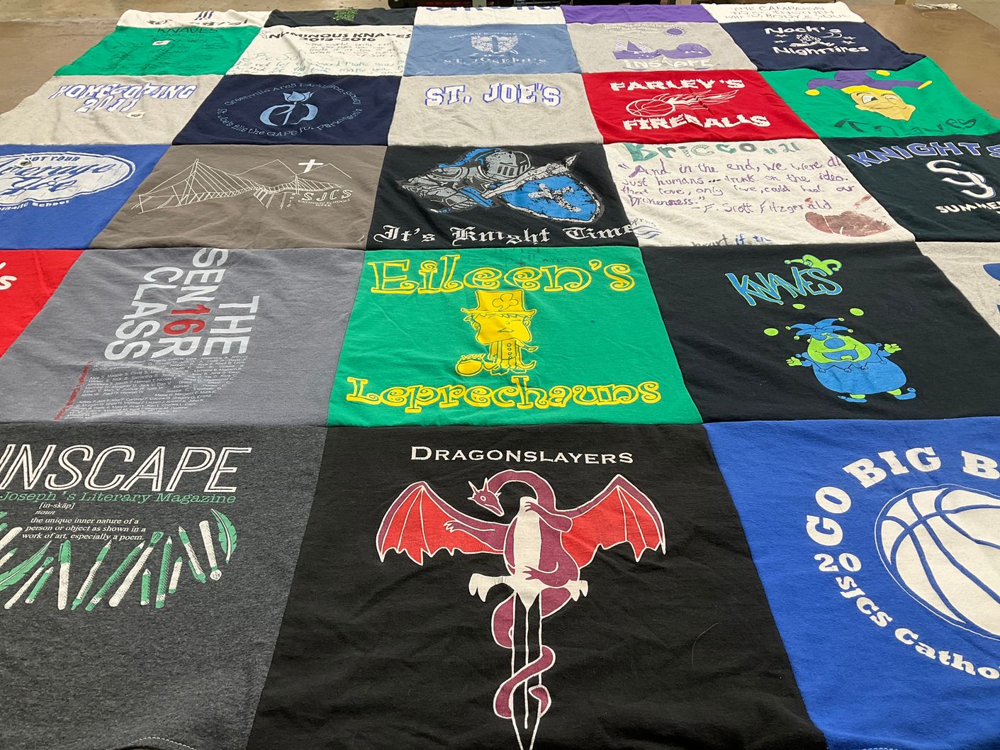 T-shirt quilt featuring knights, dragonslayers by Kelly from SC