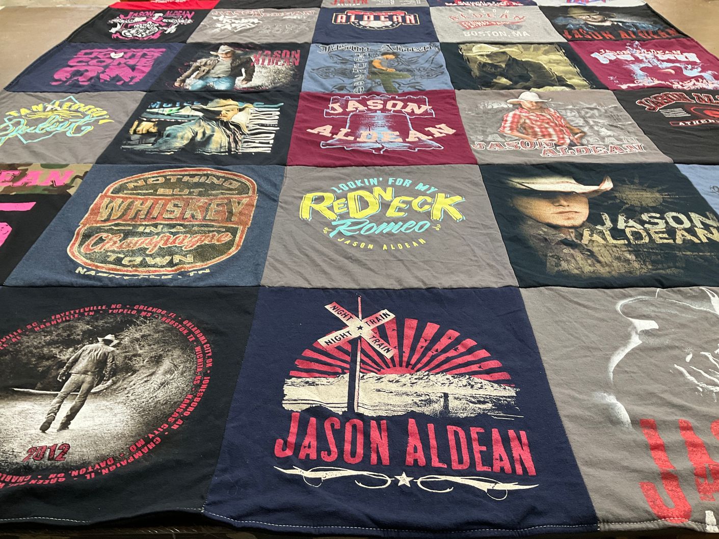 T-shirt quilt with country music themes by Michelle from NY
