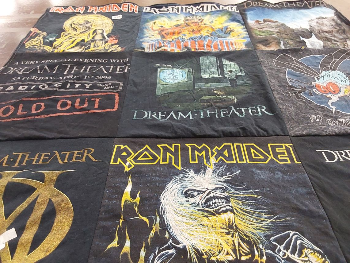 T-shirt quilt with music, metal themes by Jonathan from AZ