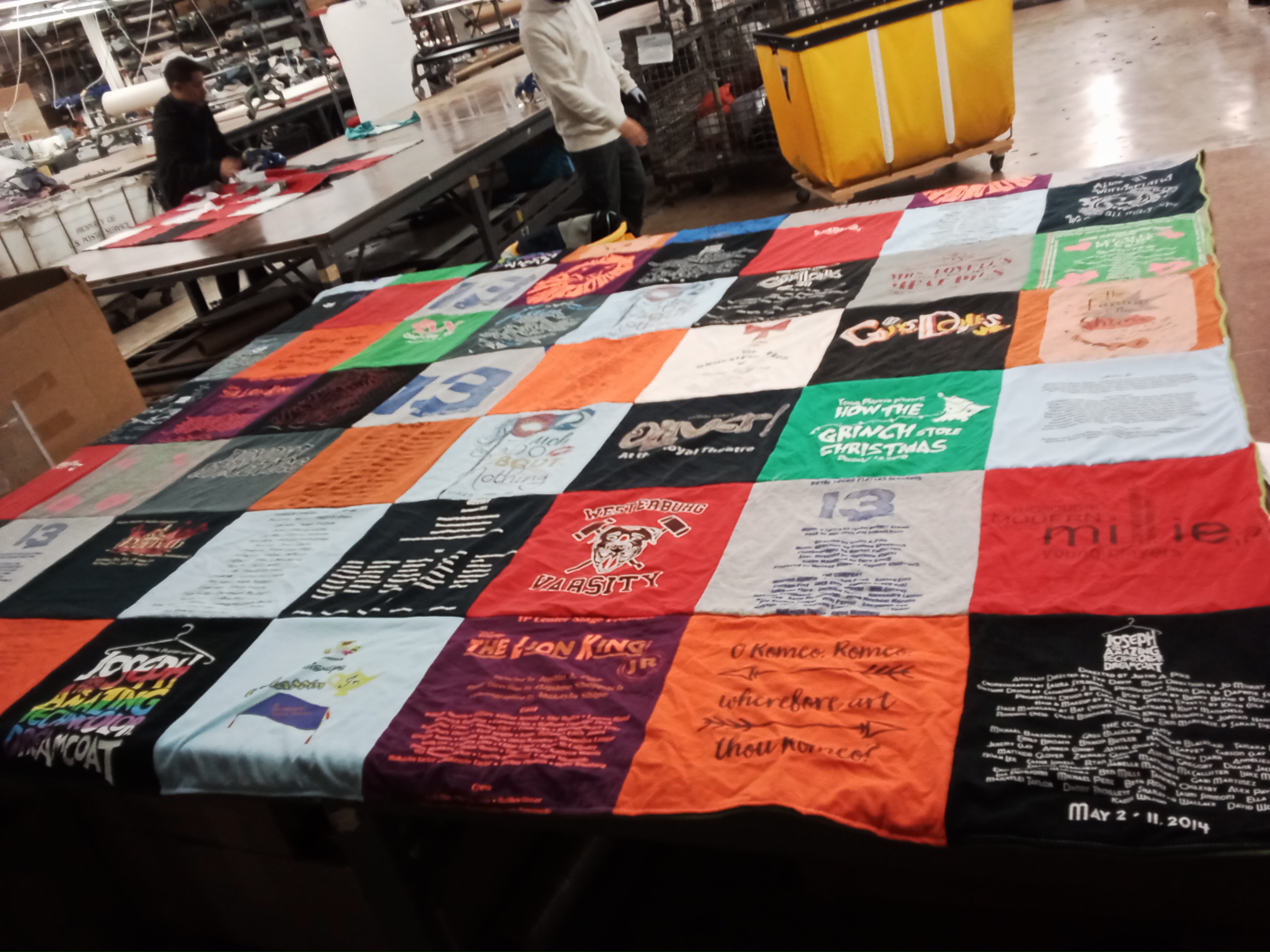 T-shirt quilt with theater, music themes by Melissa from AR
