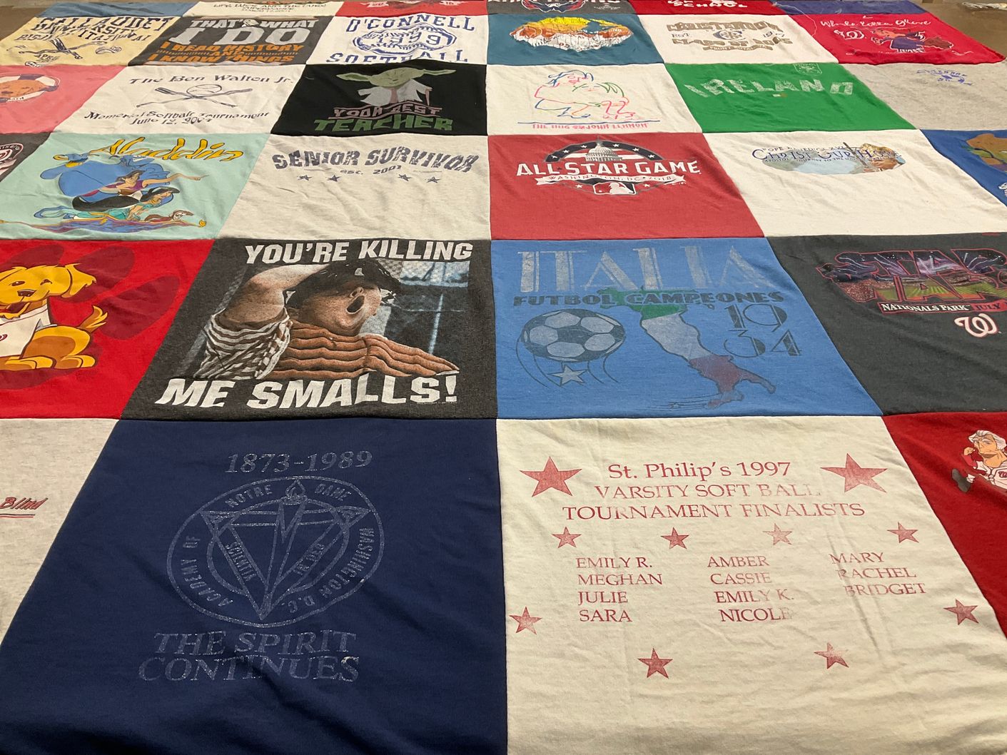 T-shirt quilt from st. philip's school by Emily from MD