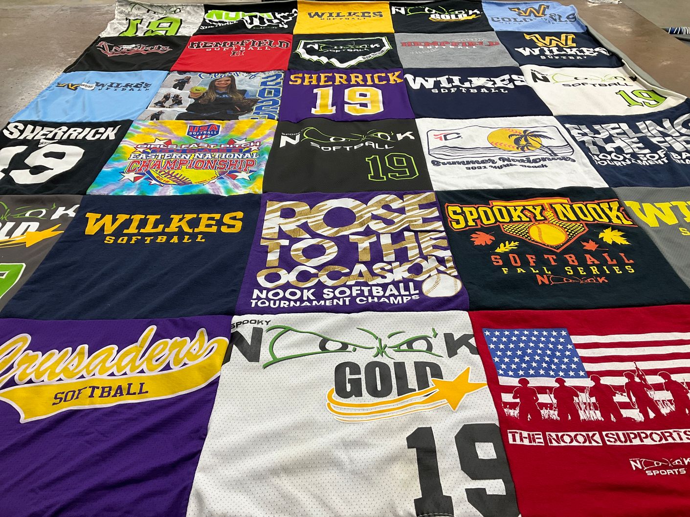 T-shirt quilt featuring crusaders softball by Tamara from PA