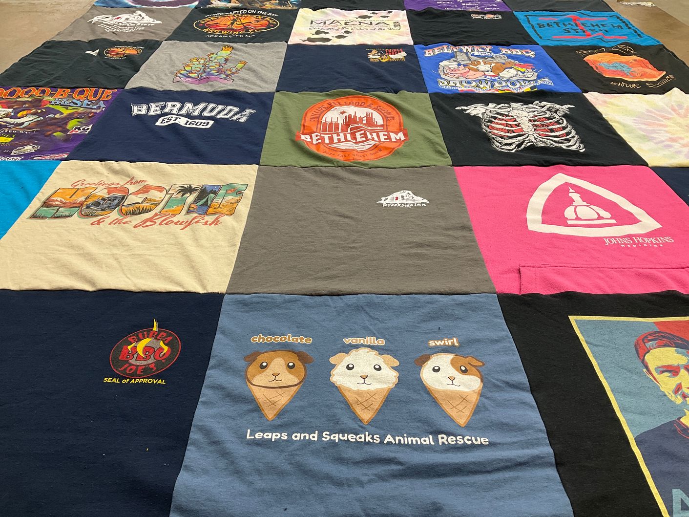 T-shirt quilt from johns hopkins university by Stacey from MD