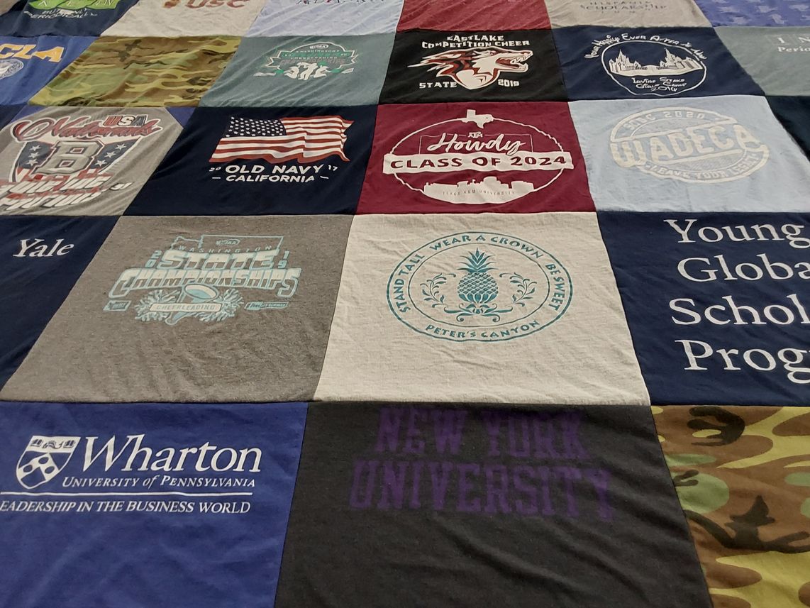T-shirt quilt from university of california los angeles, wharton university of pennsylvania by Emma from CO