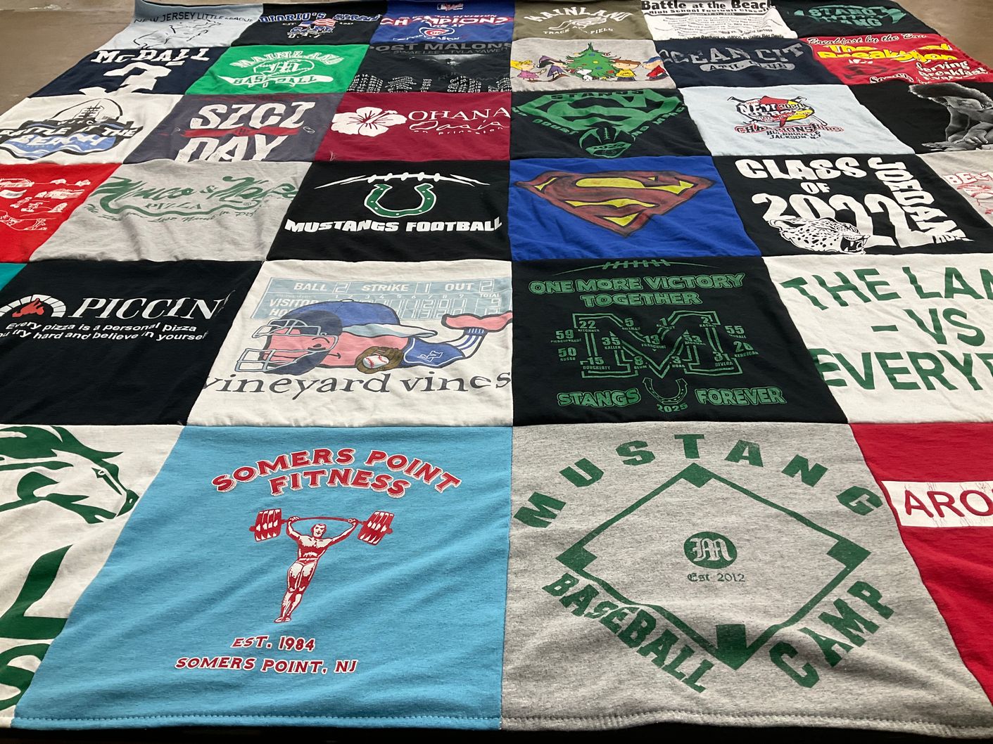 T-shirt quilt featuring somers point mustangs by Desiree from NJ