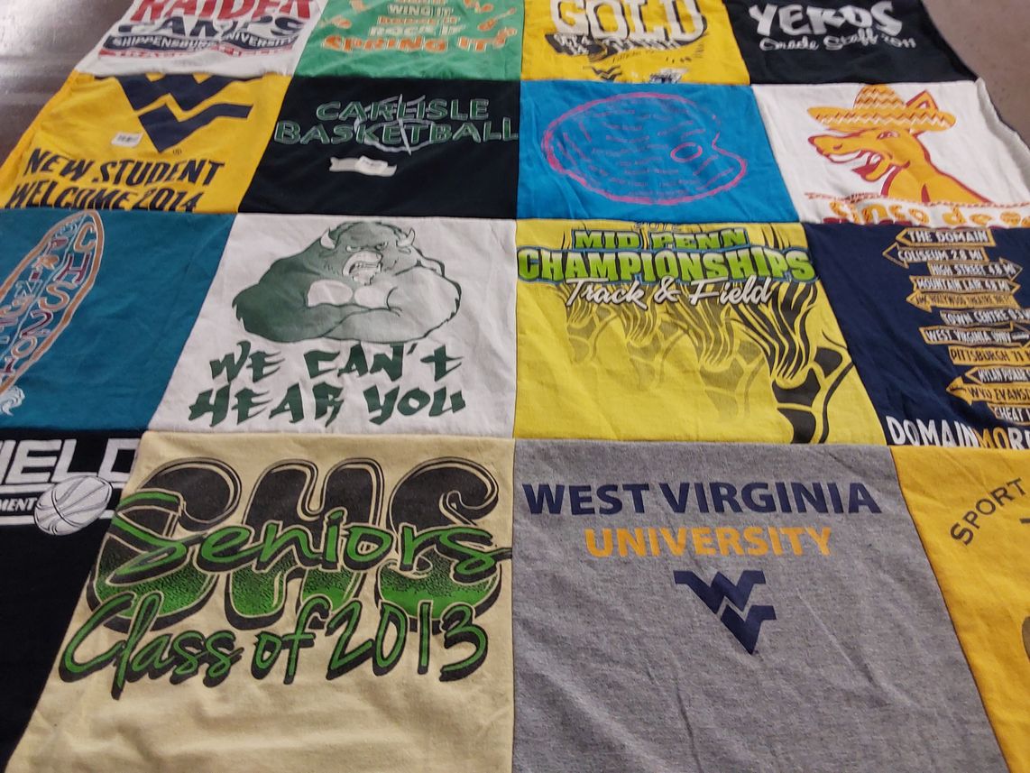 T-shirt quilt from west virginia university by Lisa from PA