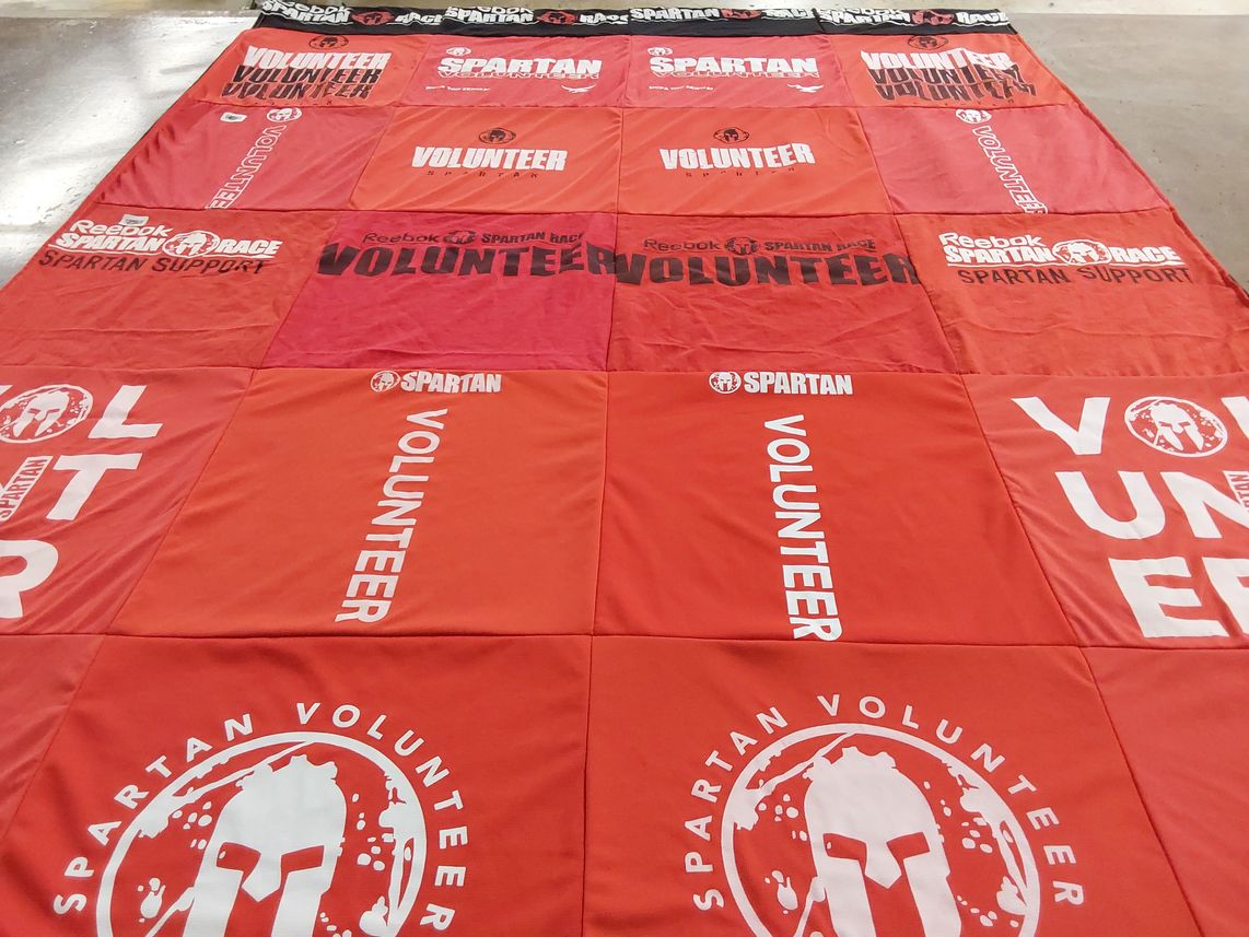 T-shirt quilt with obstacle racing, fitness themes by Gary from MA