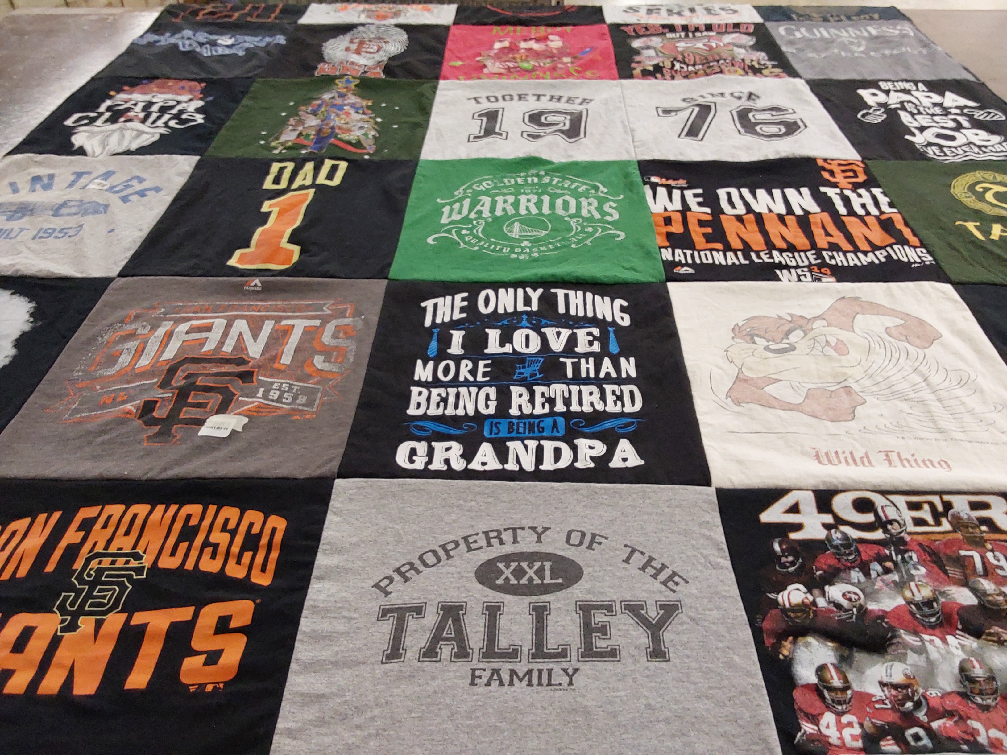 T-shirt quilt featuring san francisco giants, san francisco 49ers by Cheryl from CA
