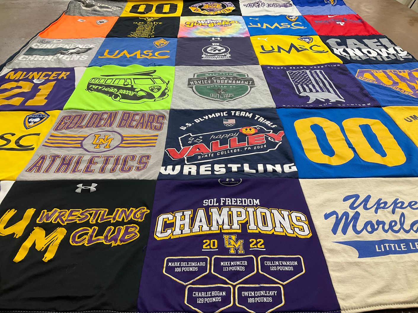 T-shirt quilt featuring lamar university golden bears by Dina from PA