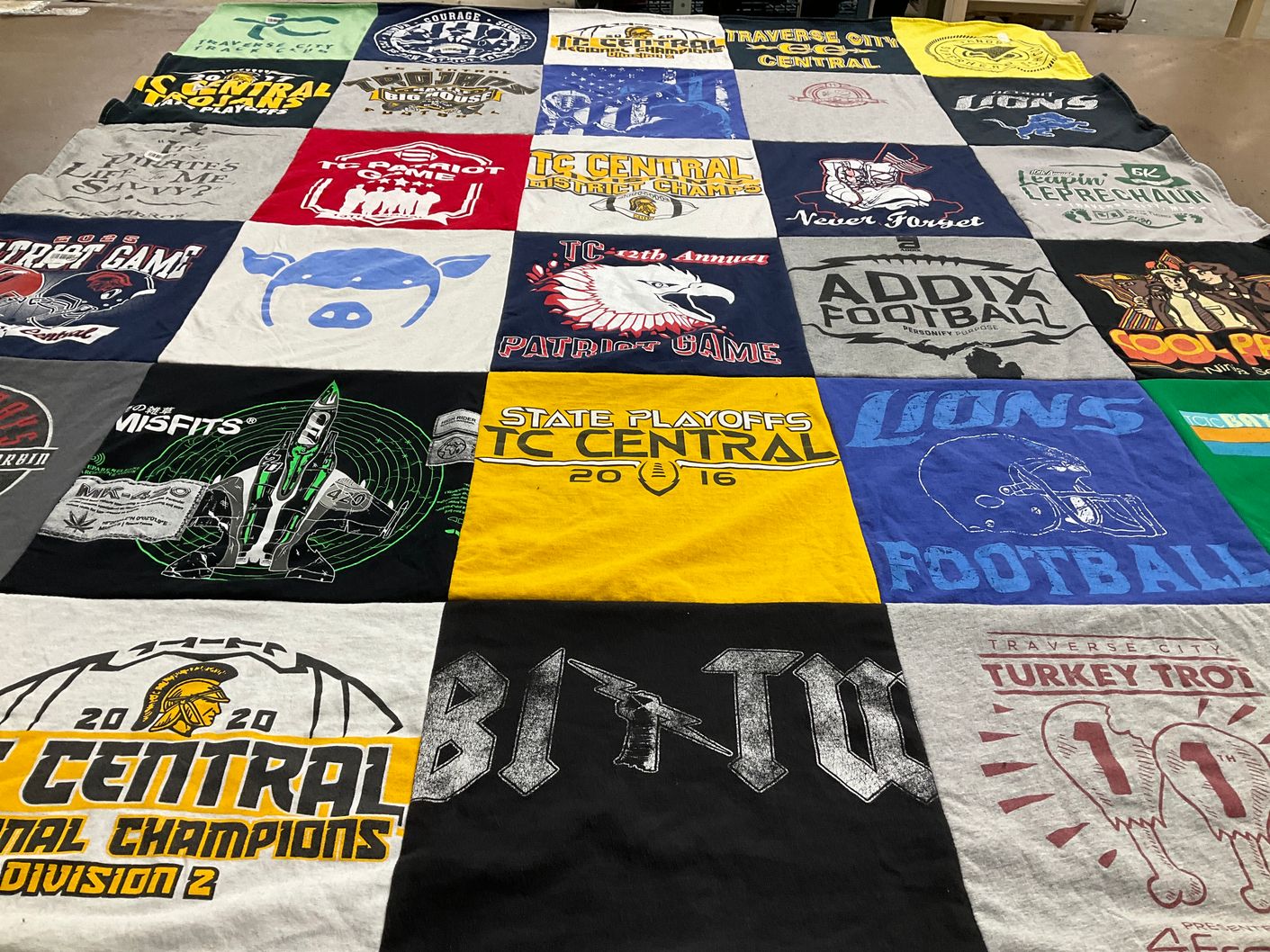 T-shirt quilt featuring traverse city central football, traverse city central lions by Diana from MI