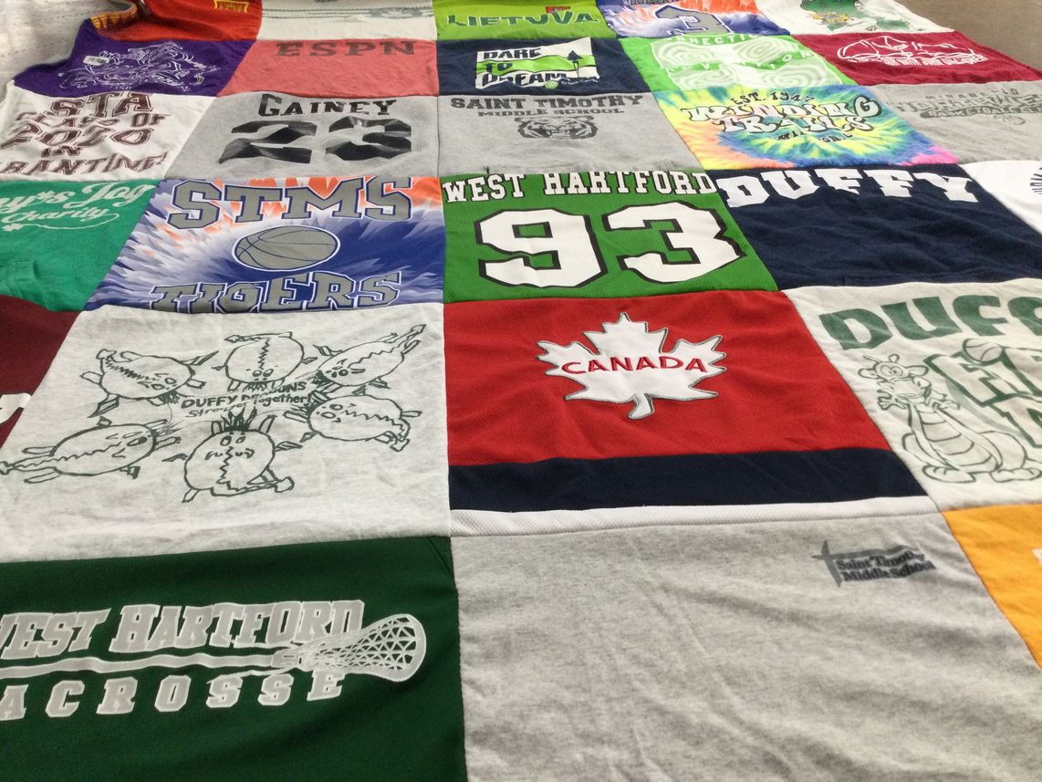 T-shirt quilt featuring west hartford lacrosse by Betsey from CT