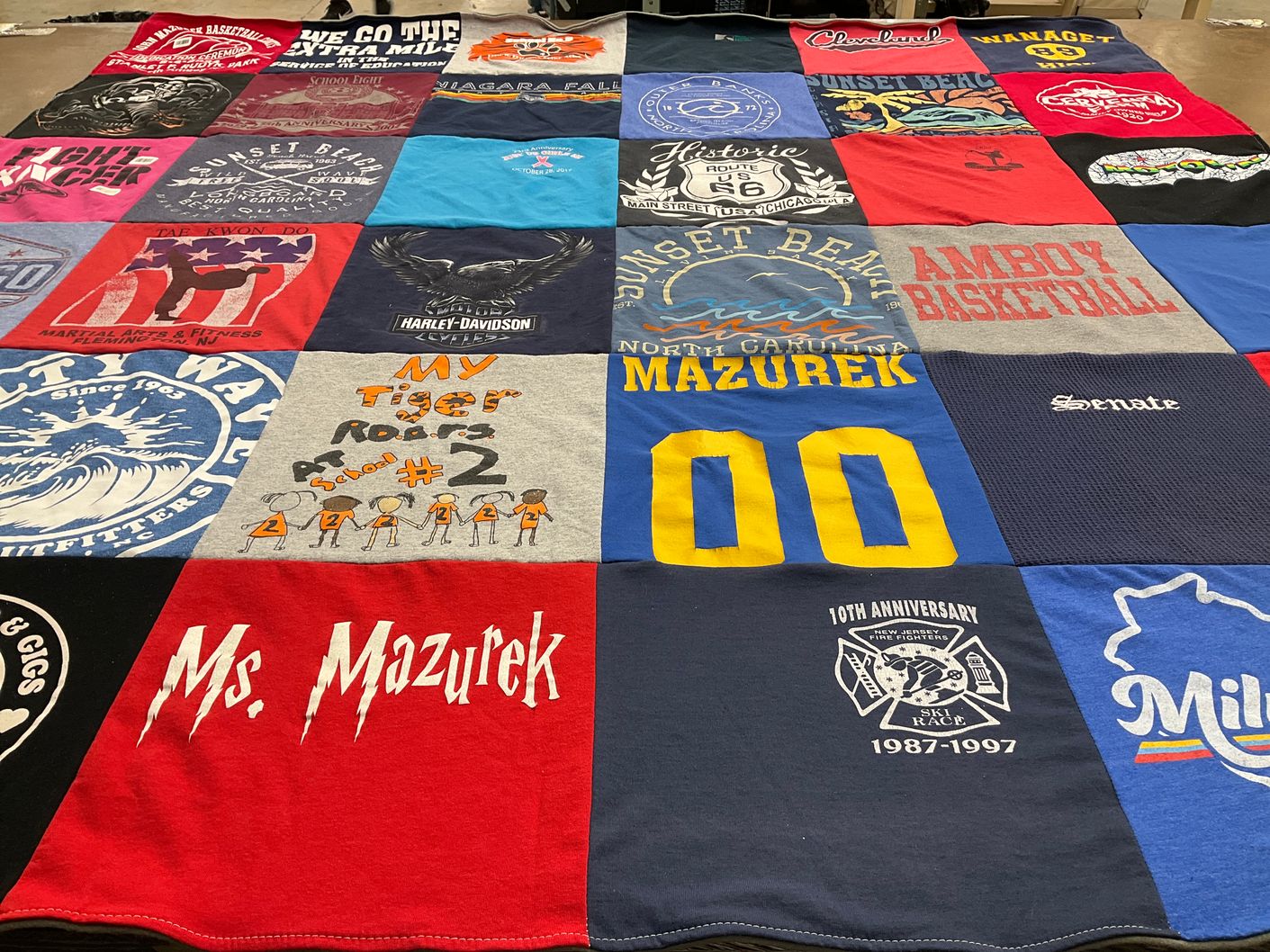 T-shirt quilt featuring sunset beach basketball team by Melissa from NJ