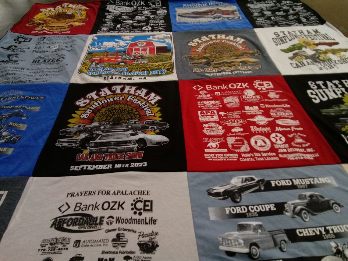 T-shirt quilt with cars, trucks themes by Teri from GA