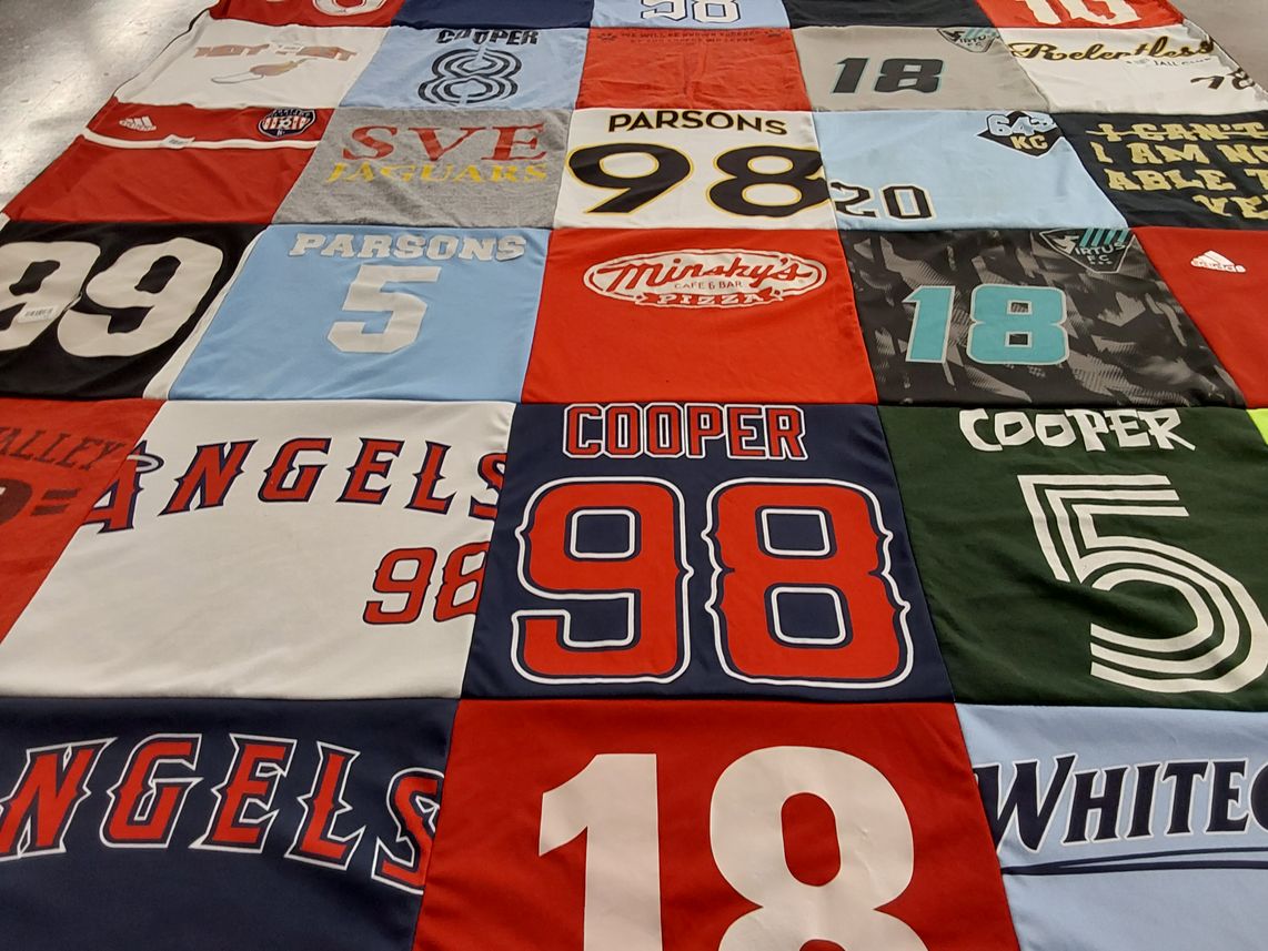 T-shirt quilt featuring sve jaguars by Nancy from MO