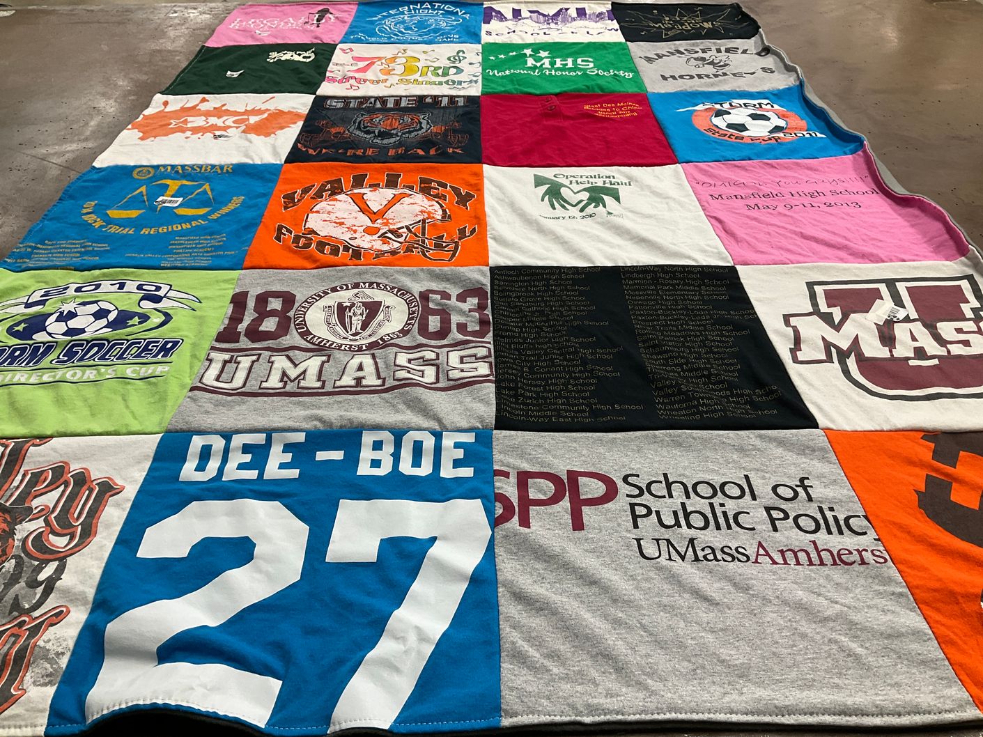T-shirt quilt featuring valley football, mhs hockey by Hadiya from NY