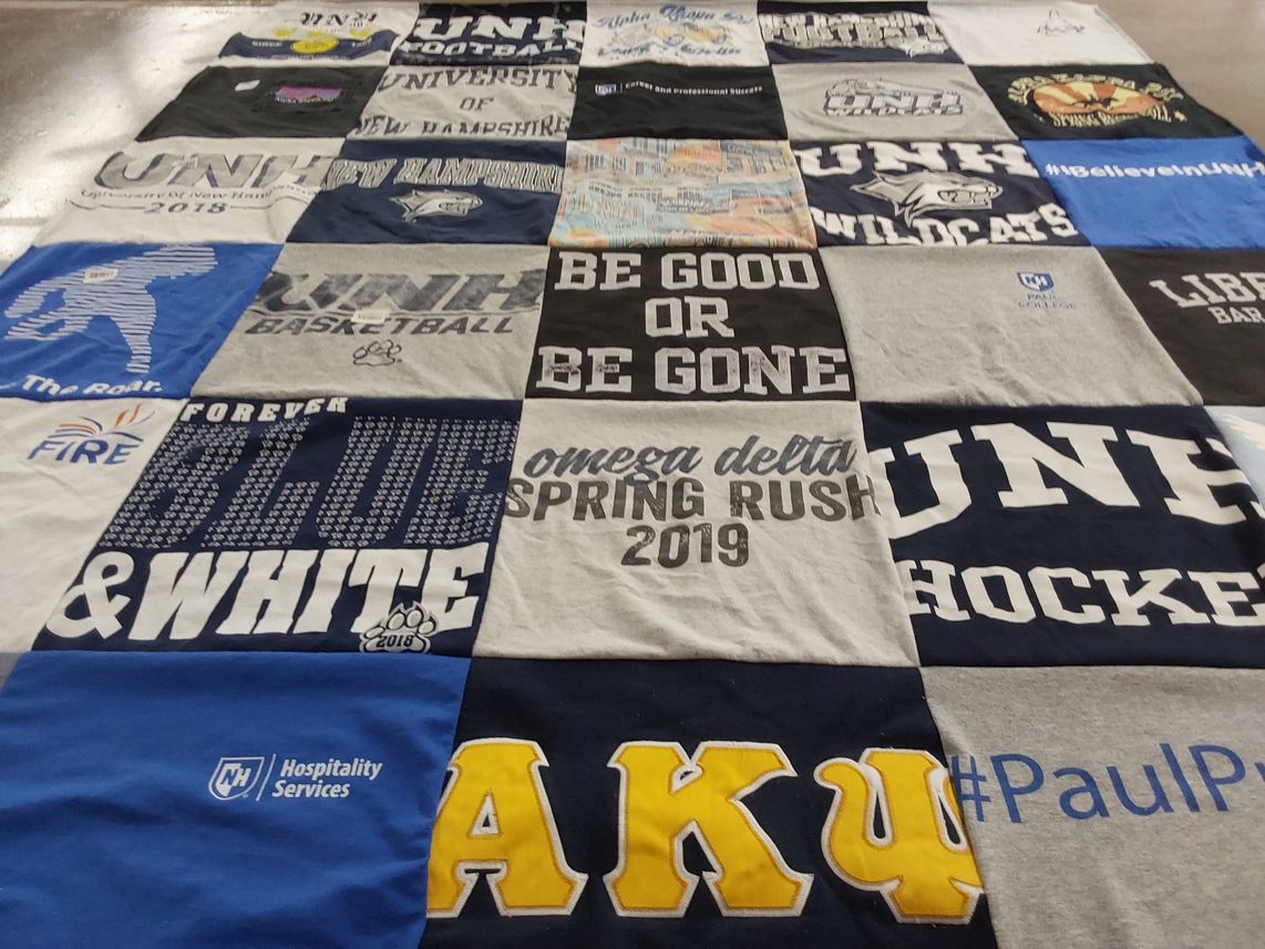 T-shirt quilt featuring unh wildcats basketball, unh wildcats hockey by Brittney from MA