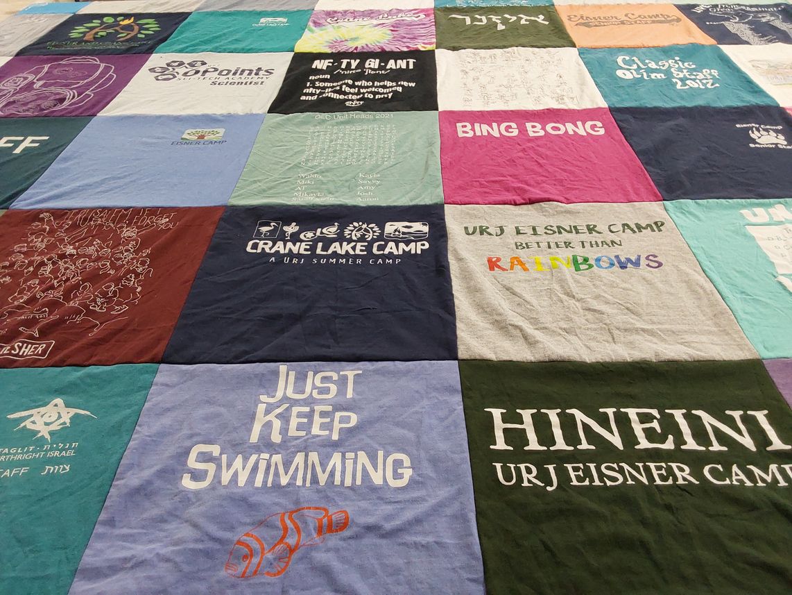 T-shirt quilt with camping, art themes by Aaron from MA