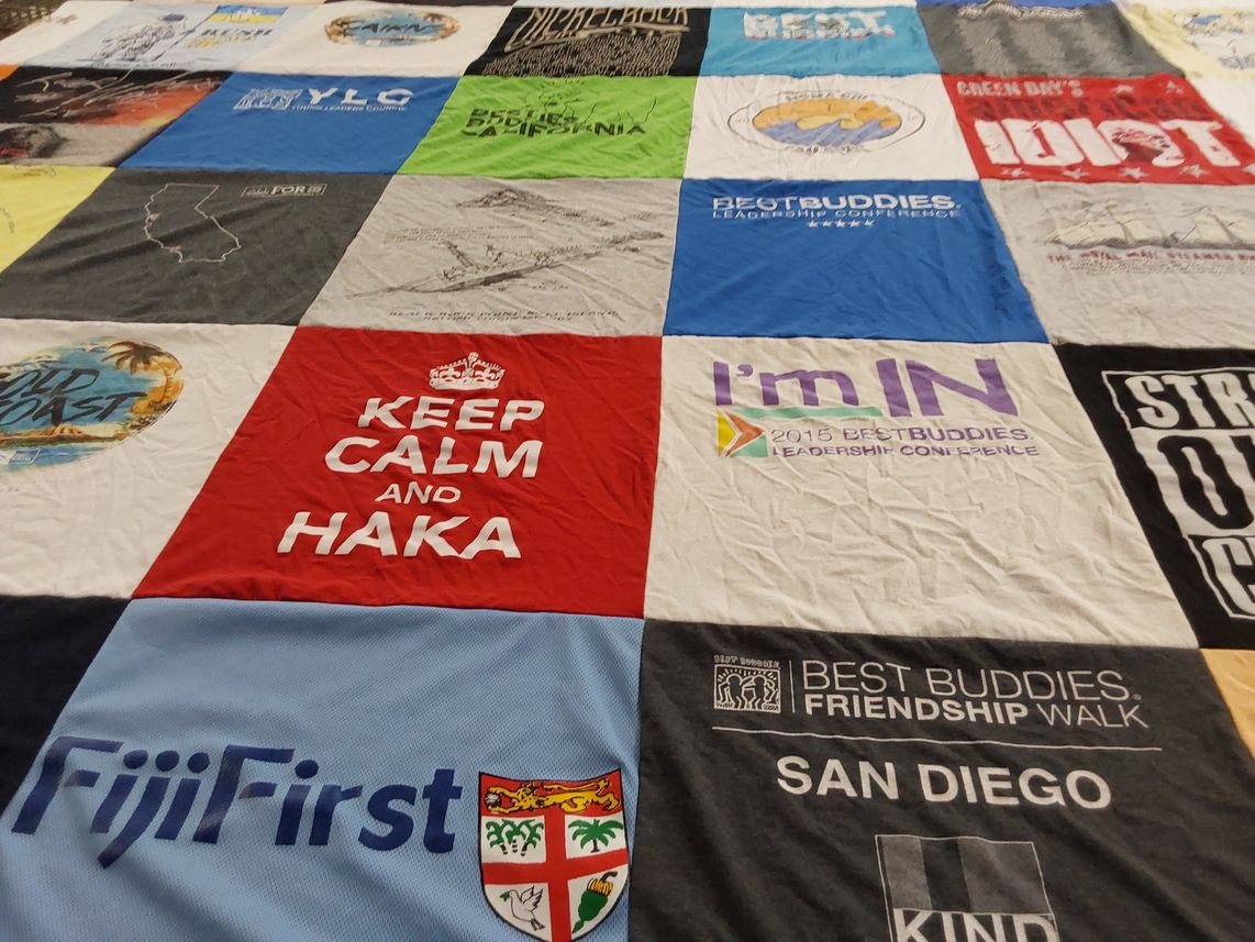 T-shirt quilt with friendship, leadership themes by Donna from CA
