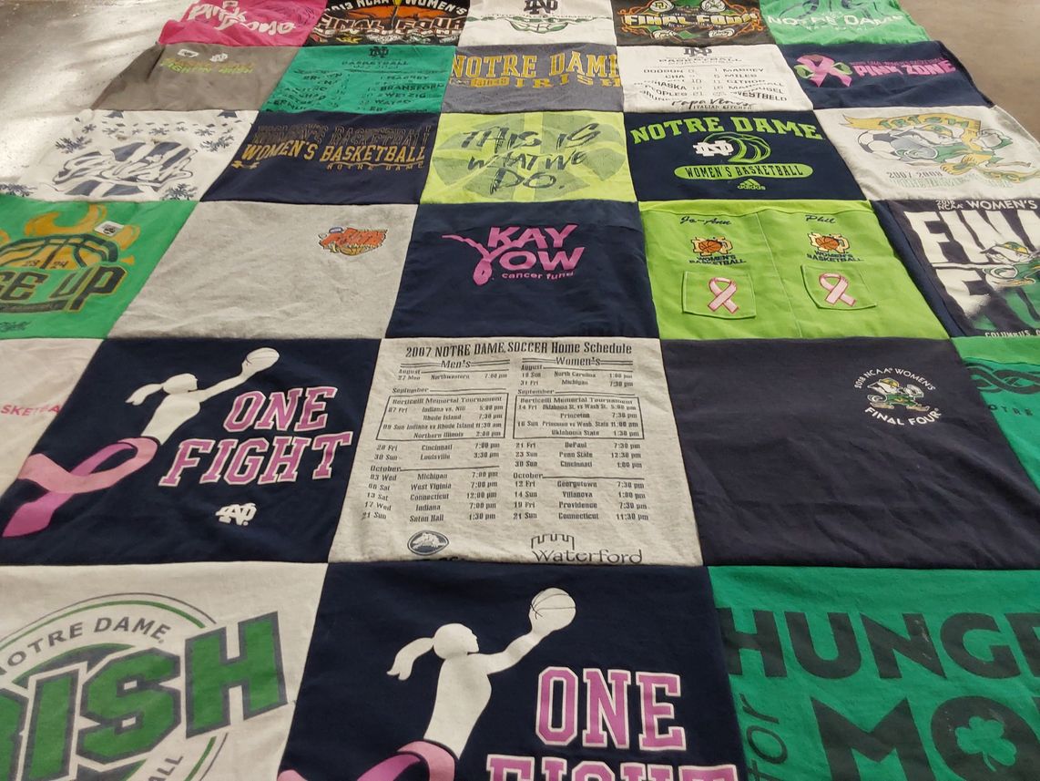 T-shirt quilt featuring notre dame women's basketball by Julie from MI
