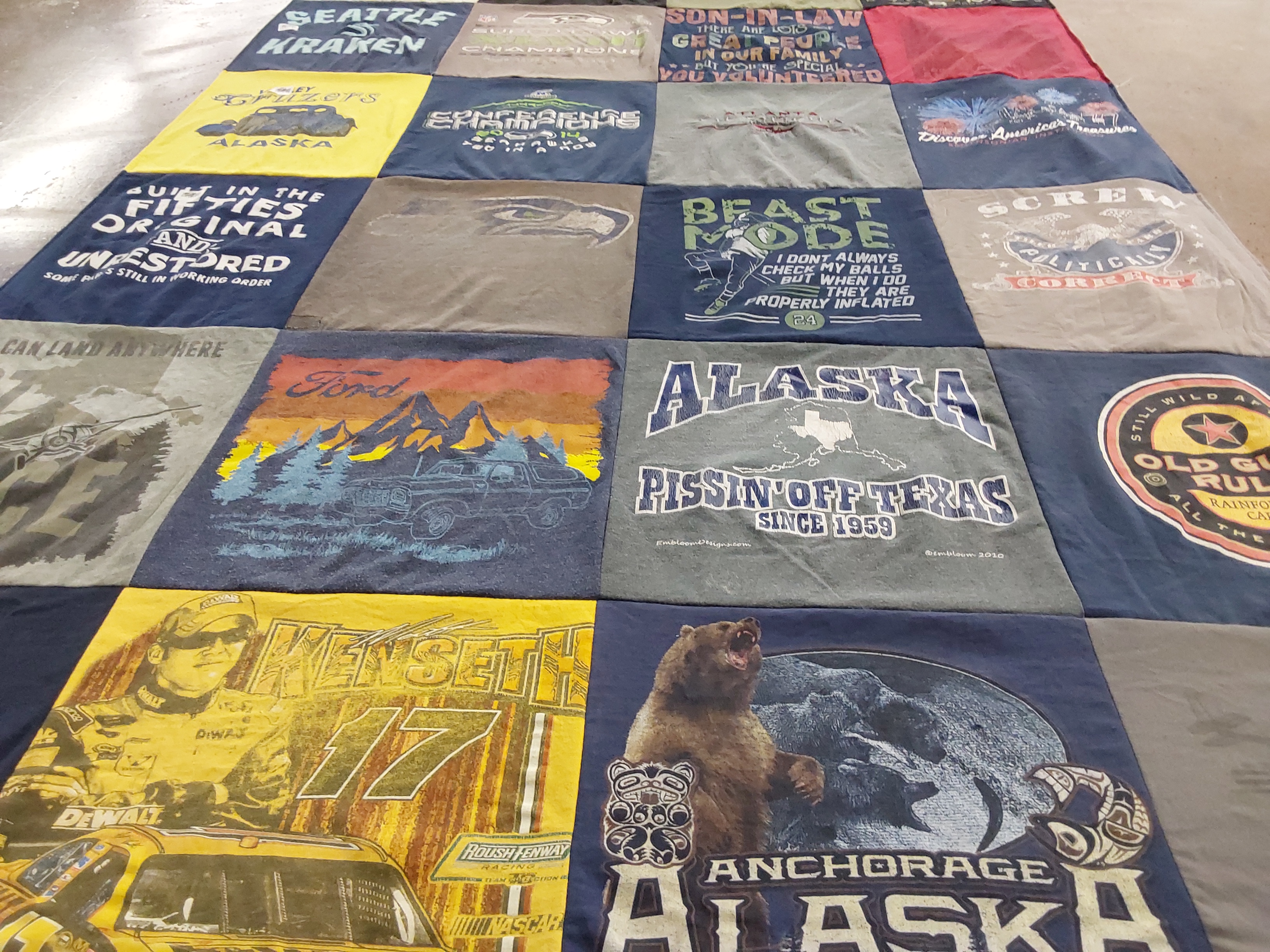 T-shirt quilt featuring seattle kraken by Carrie from AK