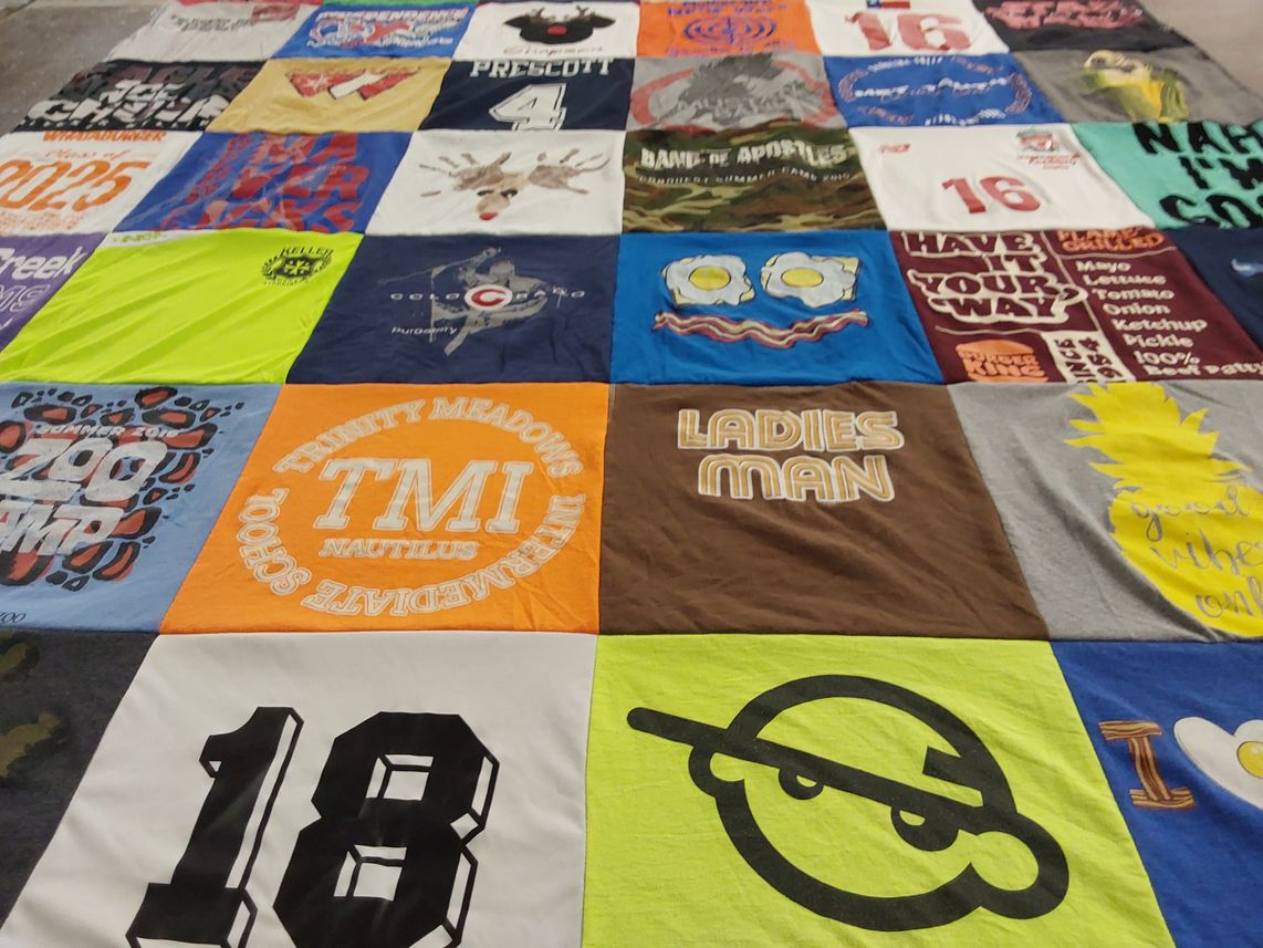T-shirt quilt from trinity meadows intermediate school by Heather from TX