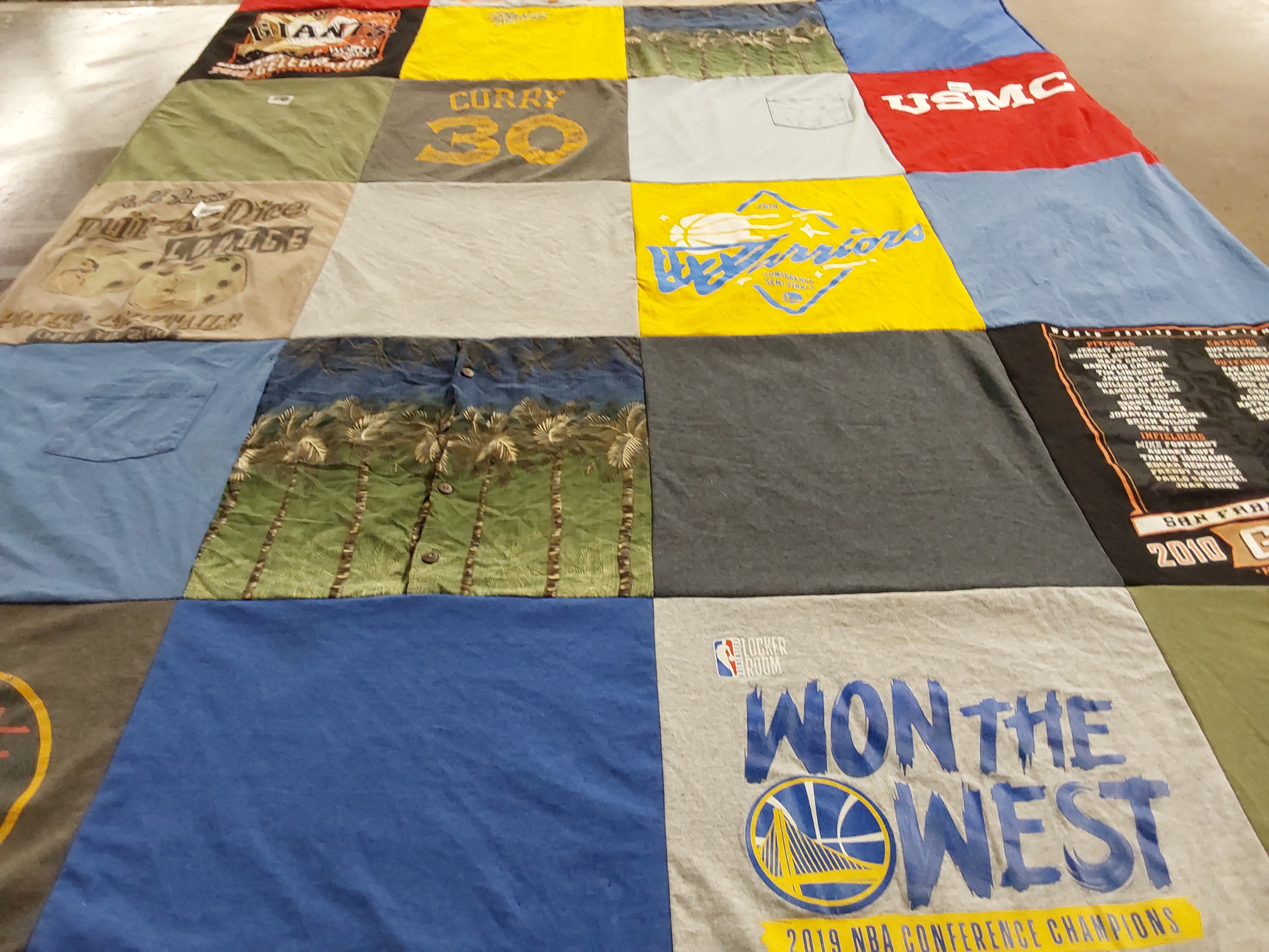 T-shirt quilt featuring warriors by CERENA from CA