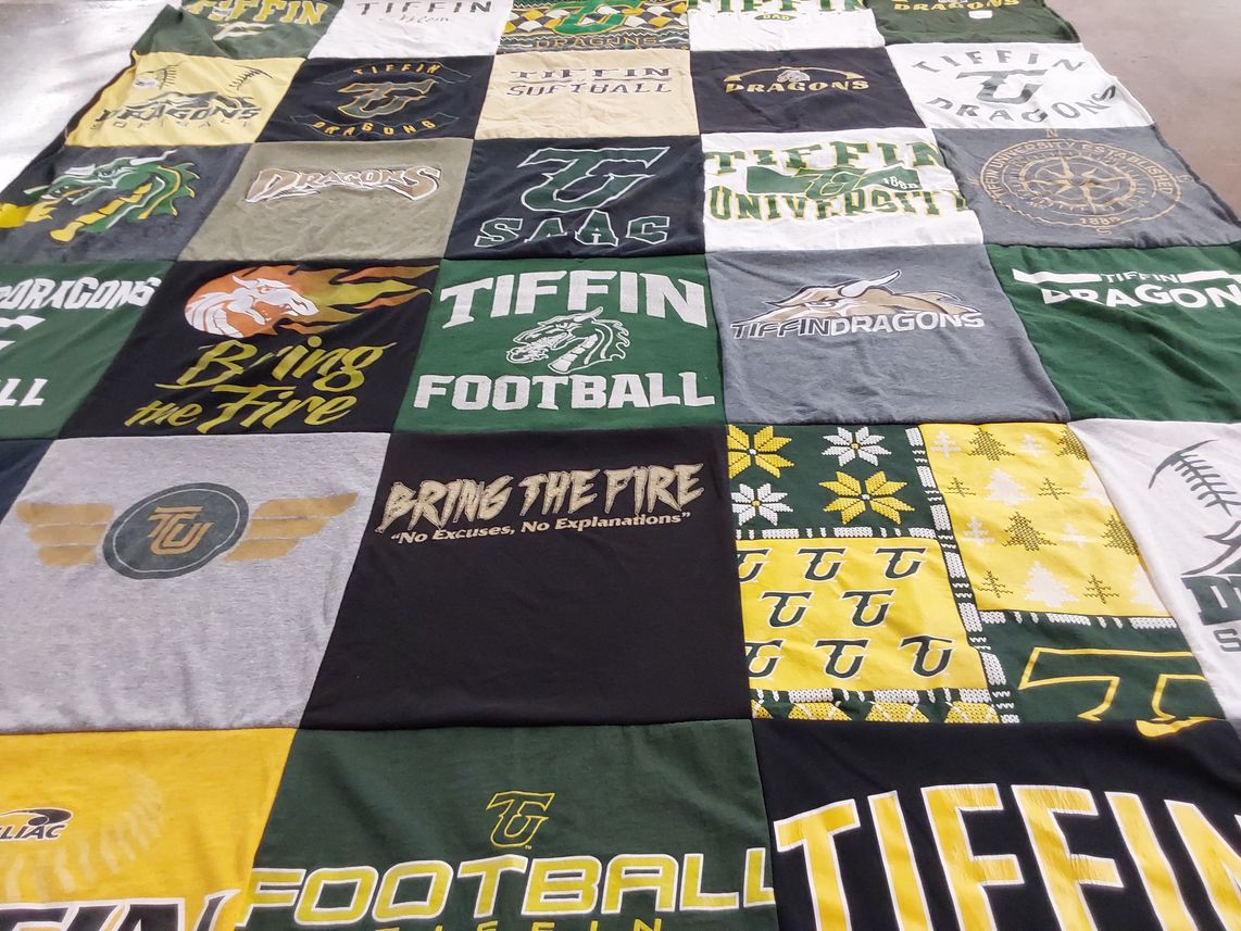 T-shirt quilt featuring tiffin university football by Ashley from OH