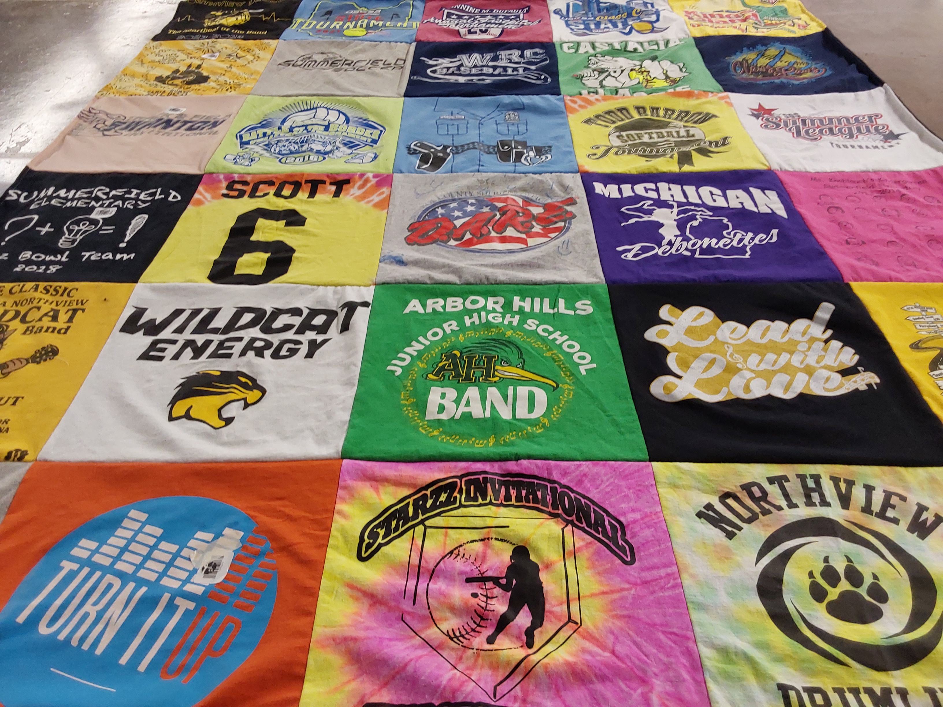 T-shirt quilt featuring michigan debonettes by Jennifer from OH