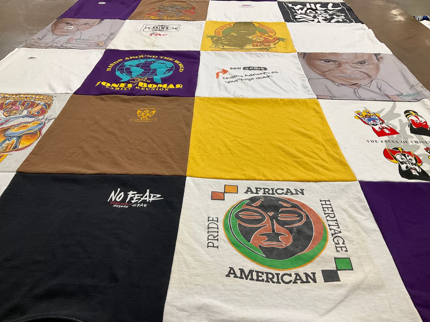 T-shirt quilt with heritage, culture themes by Adrianne from DC